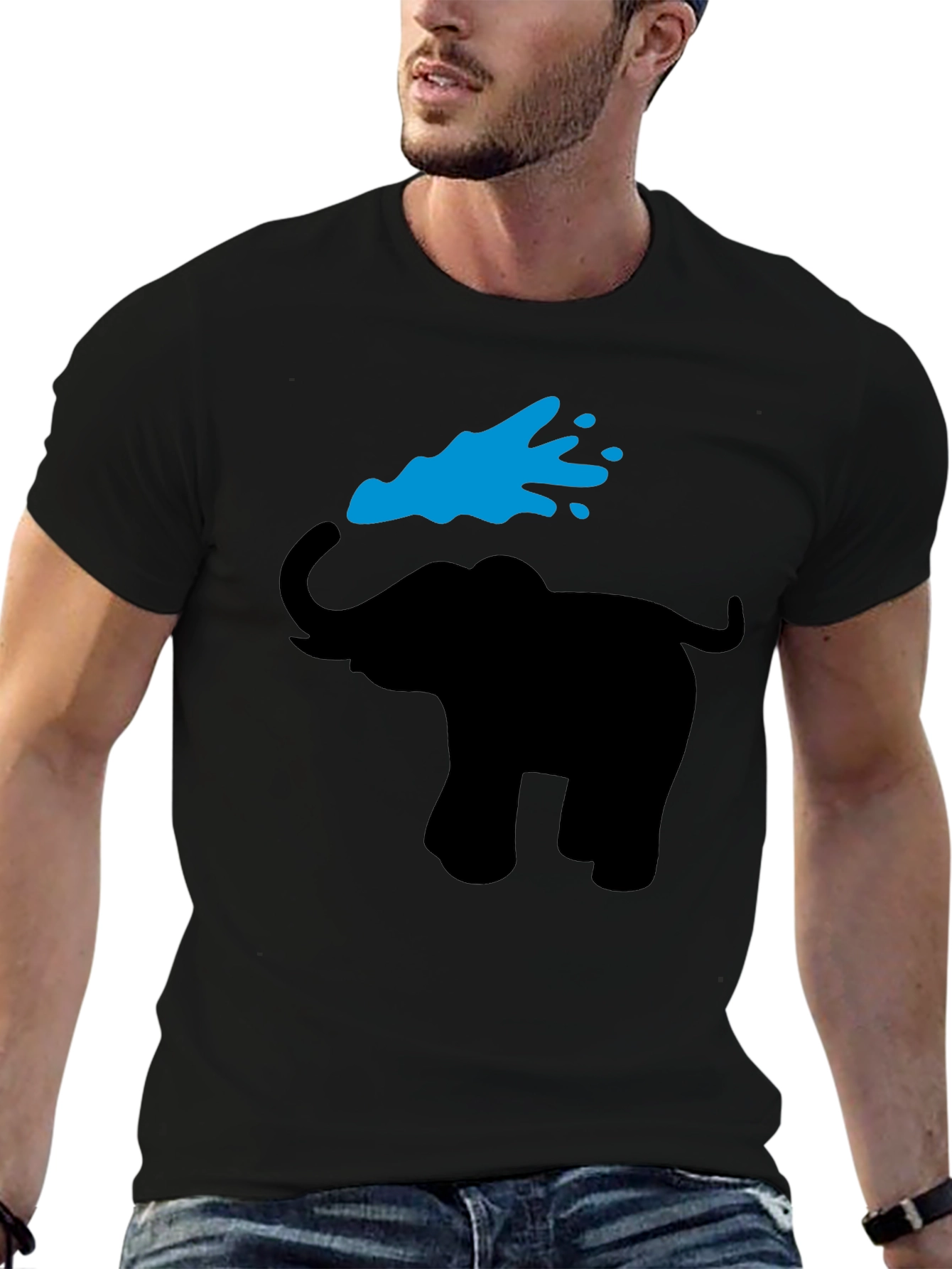 Black Elephant Graphic Tee - Black Cotton T-Shirt view 6