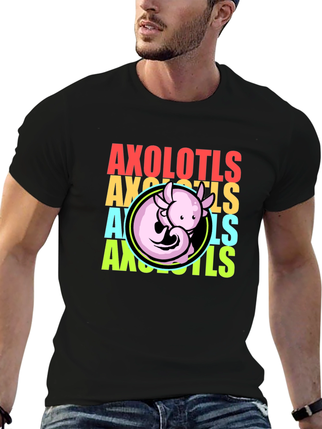 Black Axolotls Graphic Tee - Cool Amphibian T-Shirt view 6