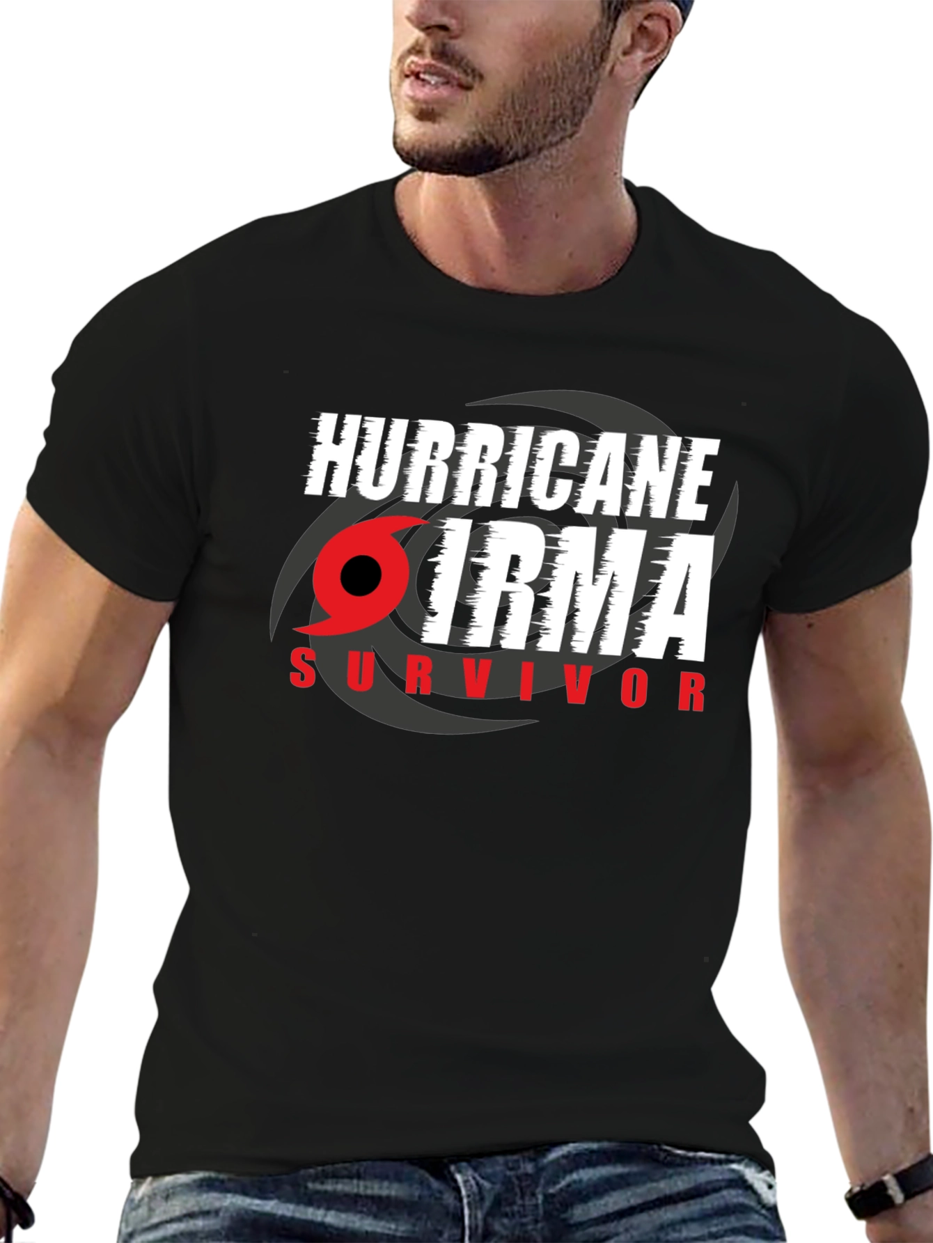 Black Hurricane Irma Survivor T-Shirt view 6