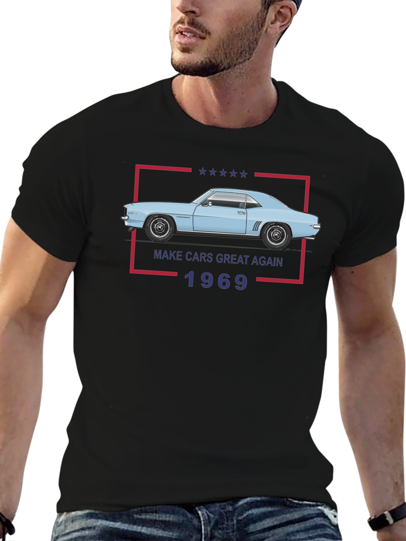 Black Make Cars Great Again 1969 Black T-Shirt view 6