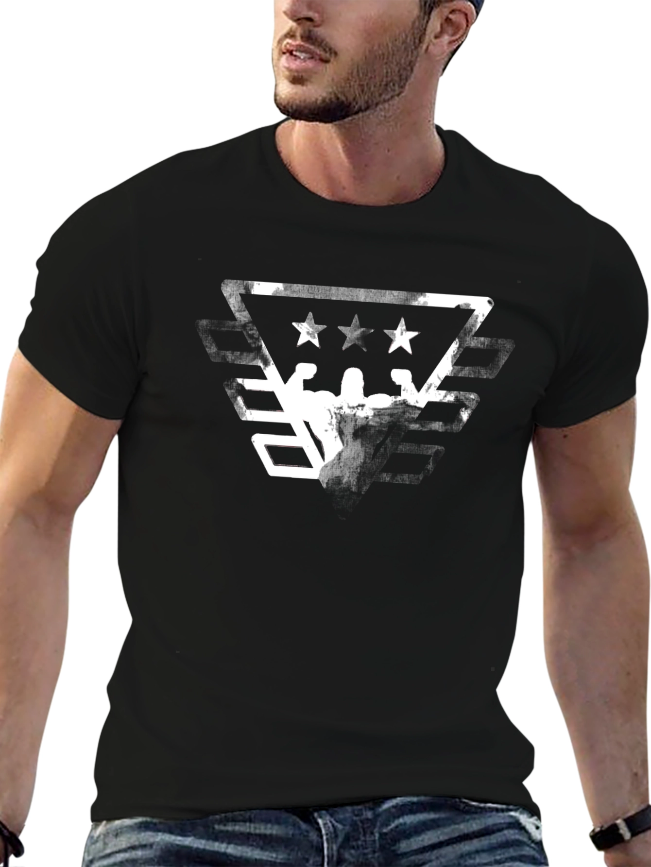 Black Graphic Tee - Patriotic Bodybuilder Design view 6