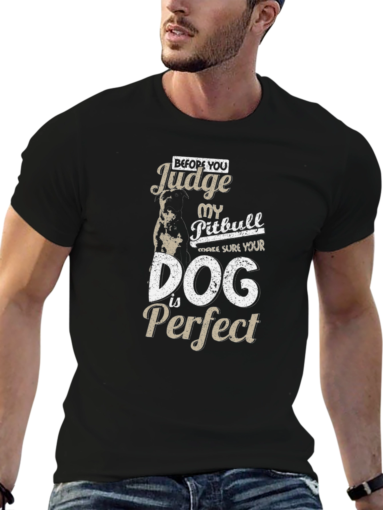 Black Before You Judge My Pitbull T-Shirt view 6