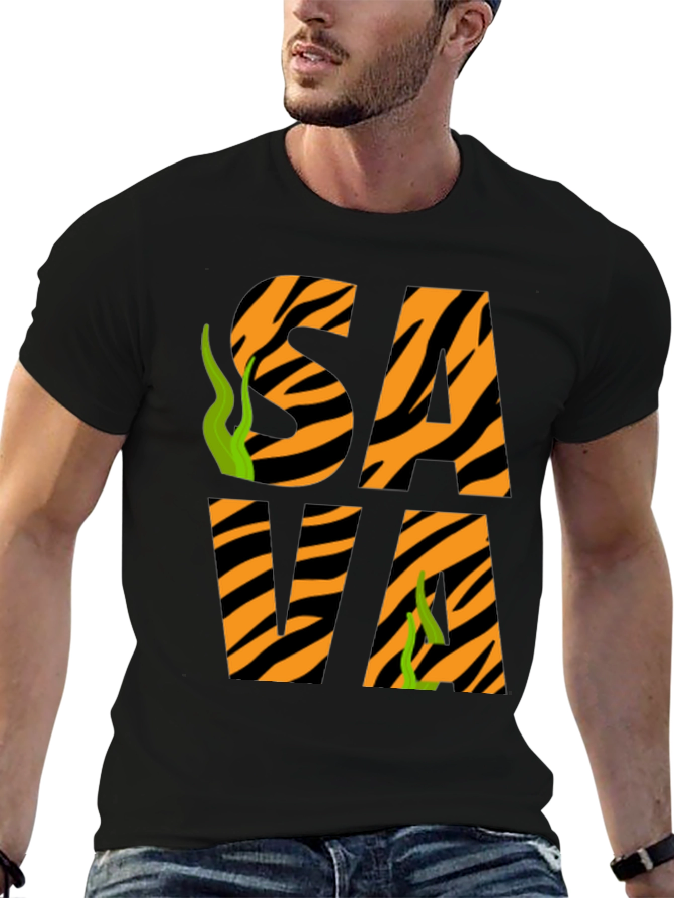 Black Sava Tiger Stripe T-Shirt view 6