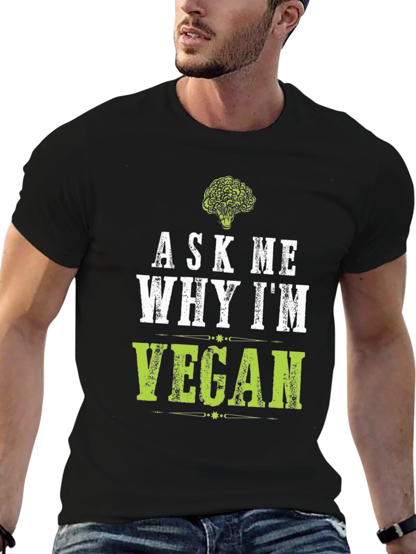 Black Ask Me Why I'm Vegan T-Shirt view 6