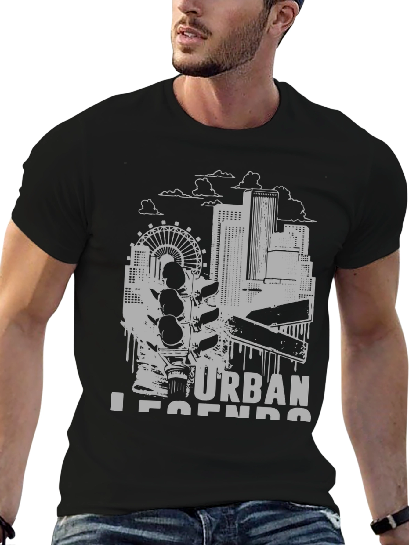 Black Urban Legends Graphic Print T-Shirt - Black view 6