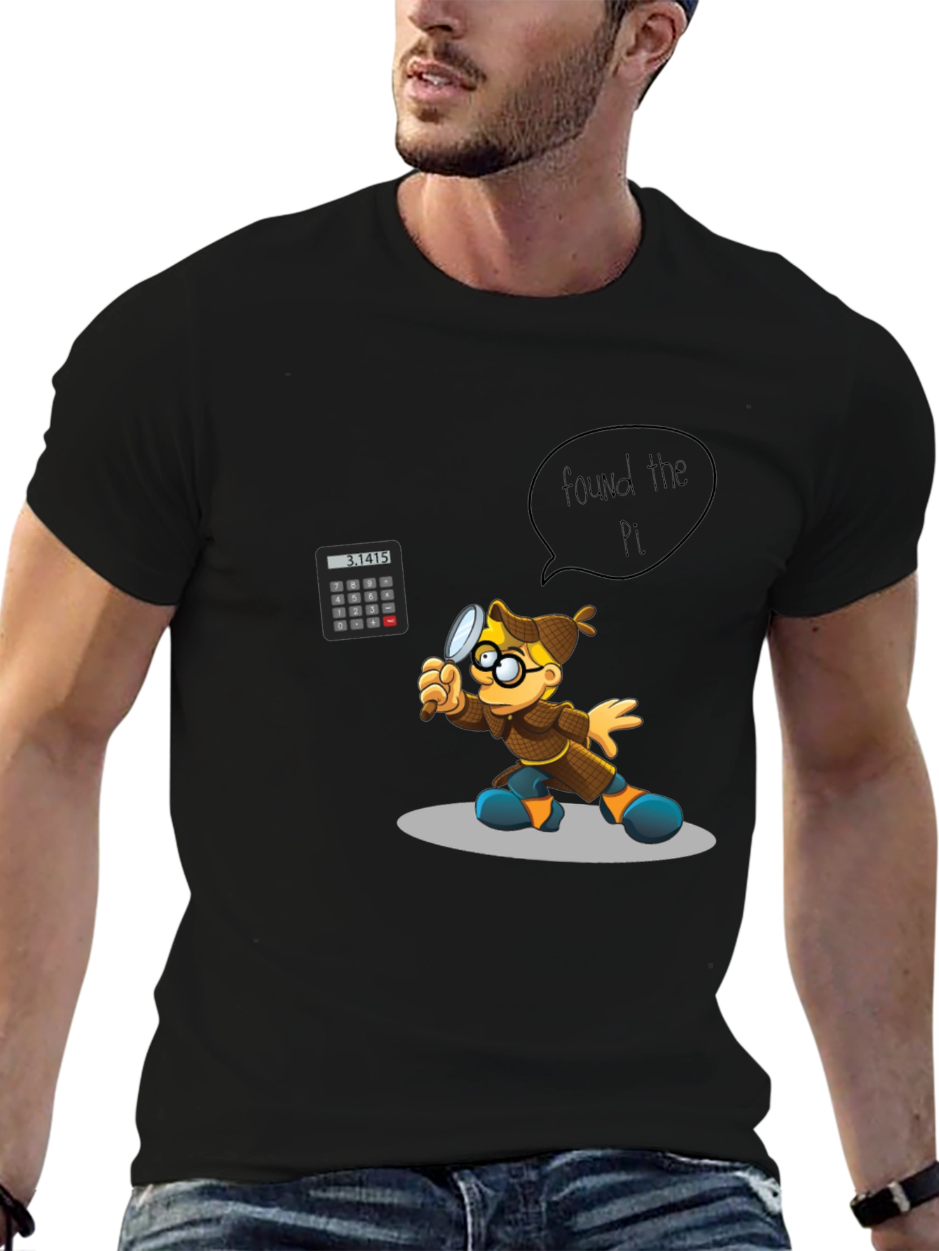 Black Found the Pi T-Shirt - Math Detective Design view 6