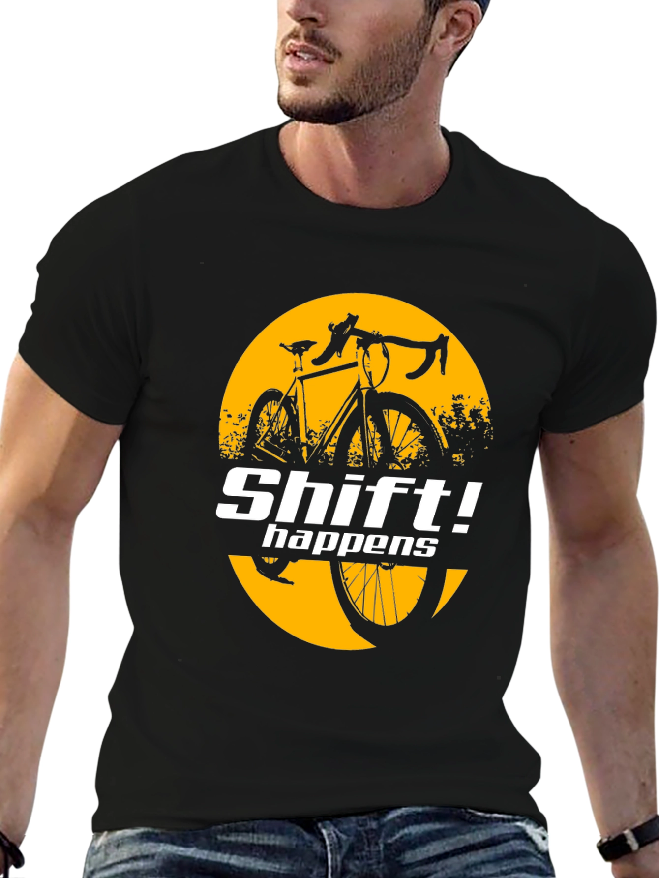 Black Shift Happens Bike Graphic T-Shirt view 6
