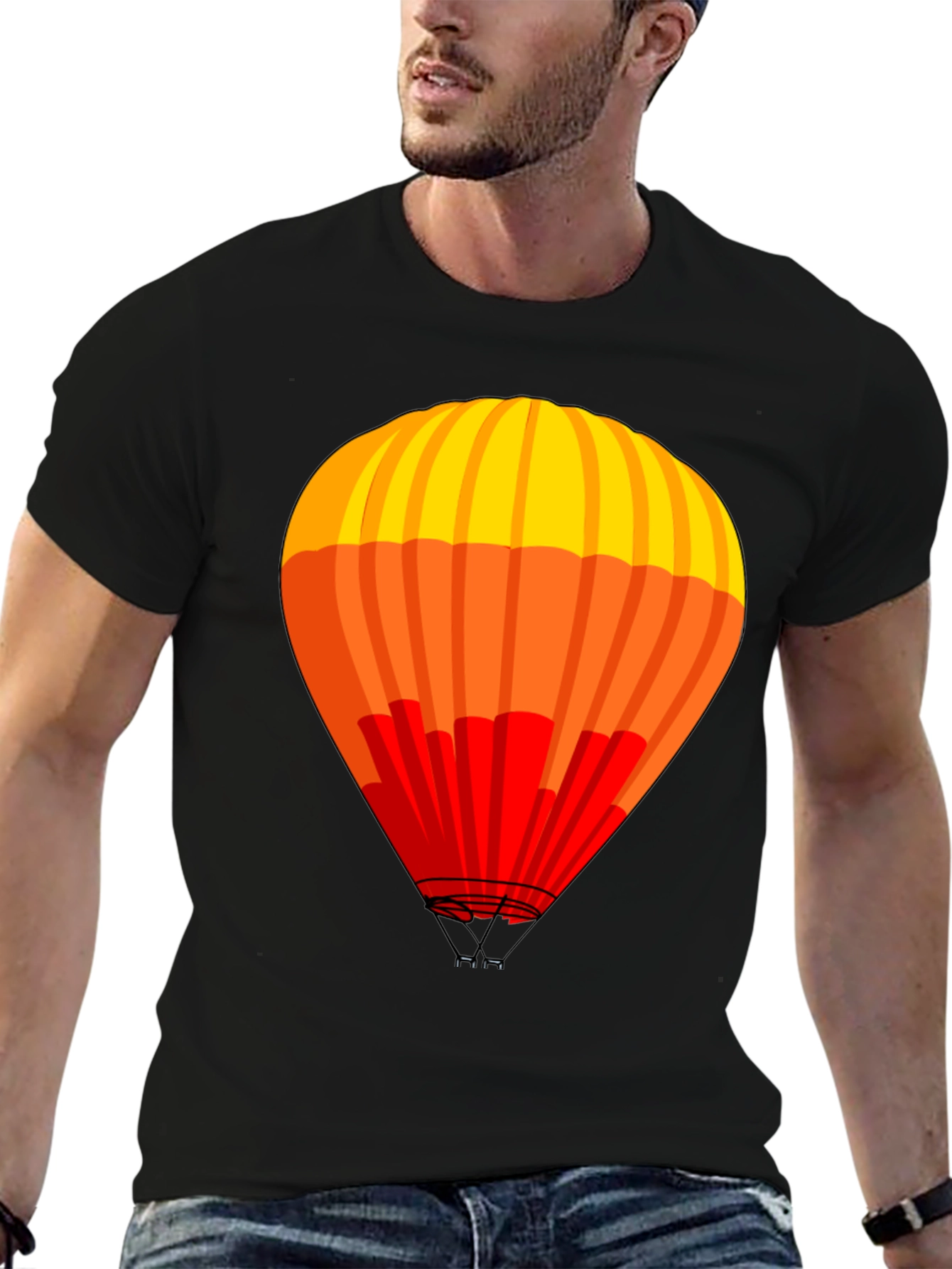 Black Hot Air Balloon Graphic T-Shirt view 6