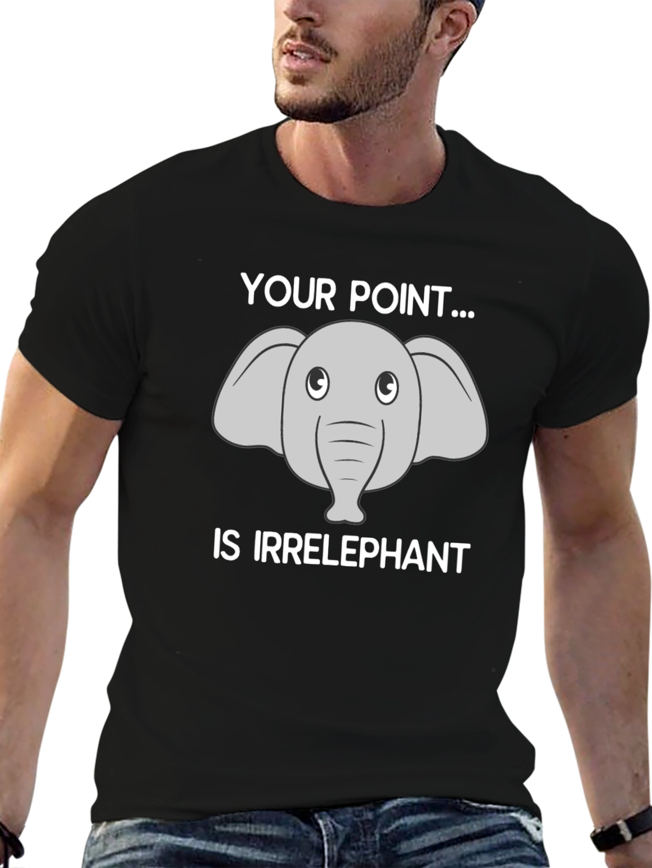 Black Irrelephant T-Shirt - Funny Elephant Graphic Tee view 6