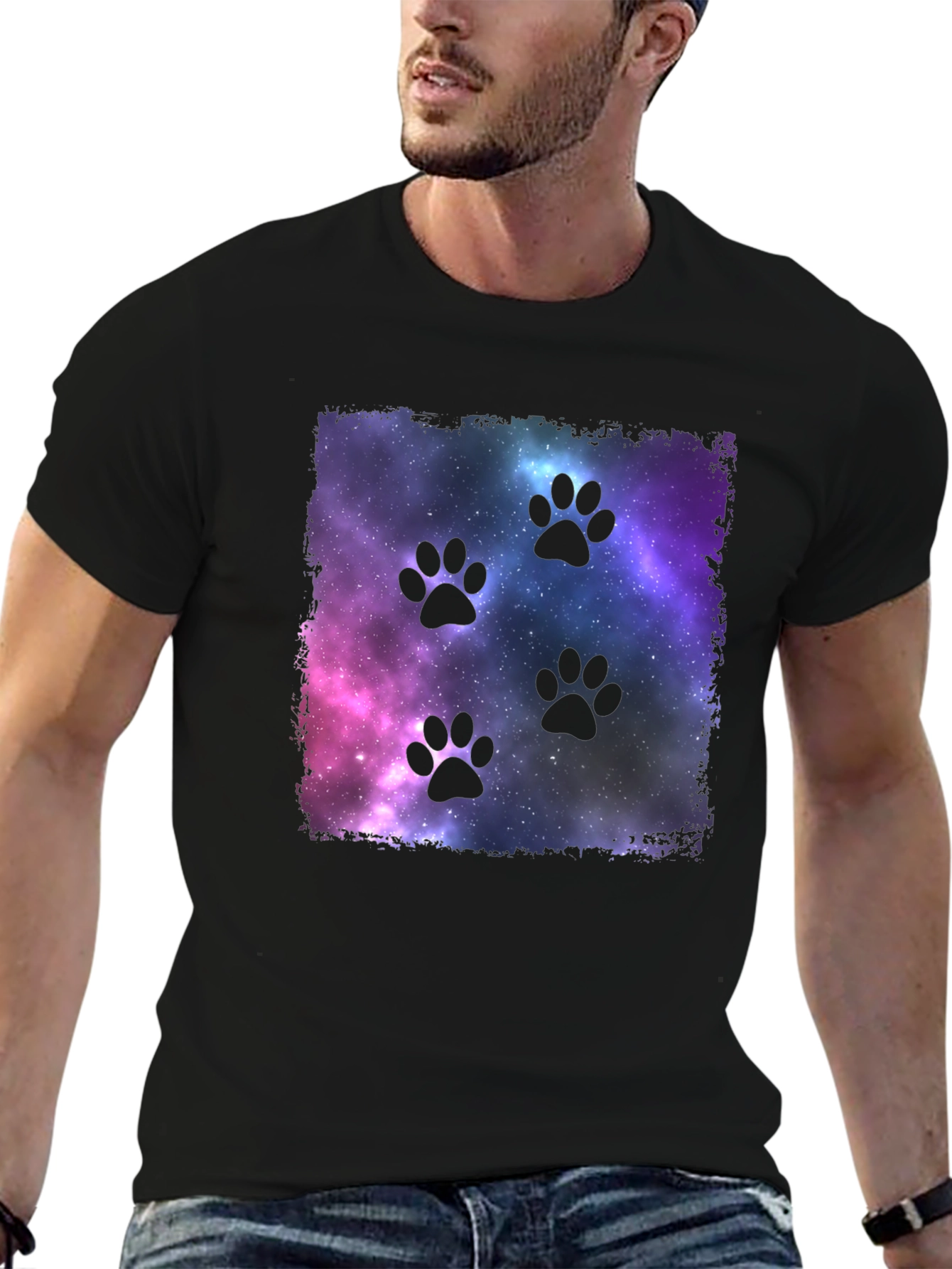 Black Galaxy Paw Print T-Shirt view 6