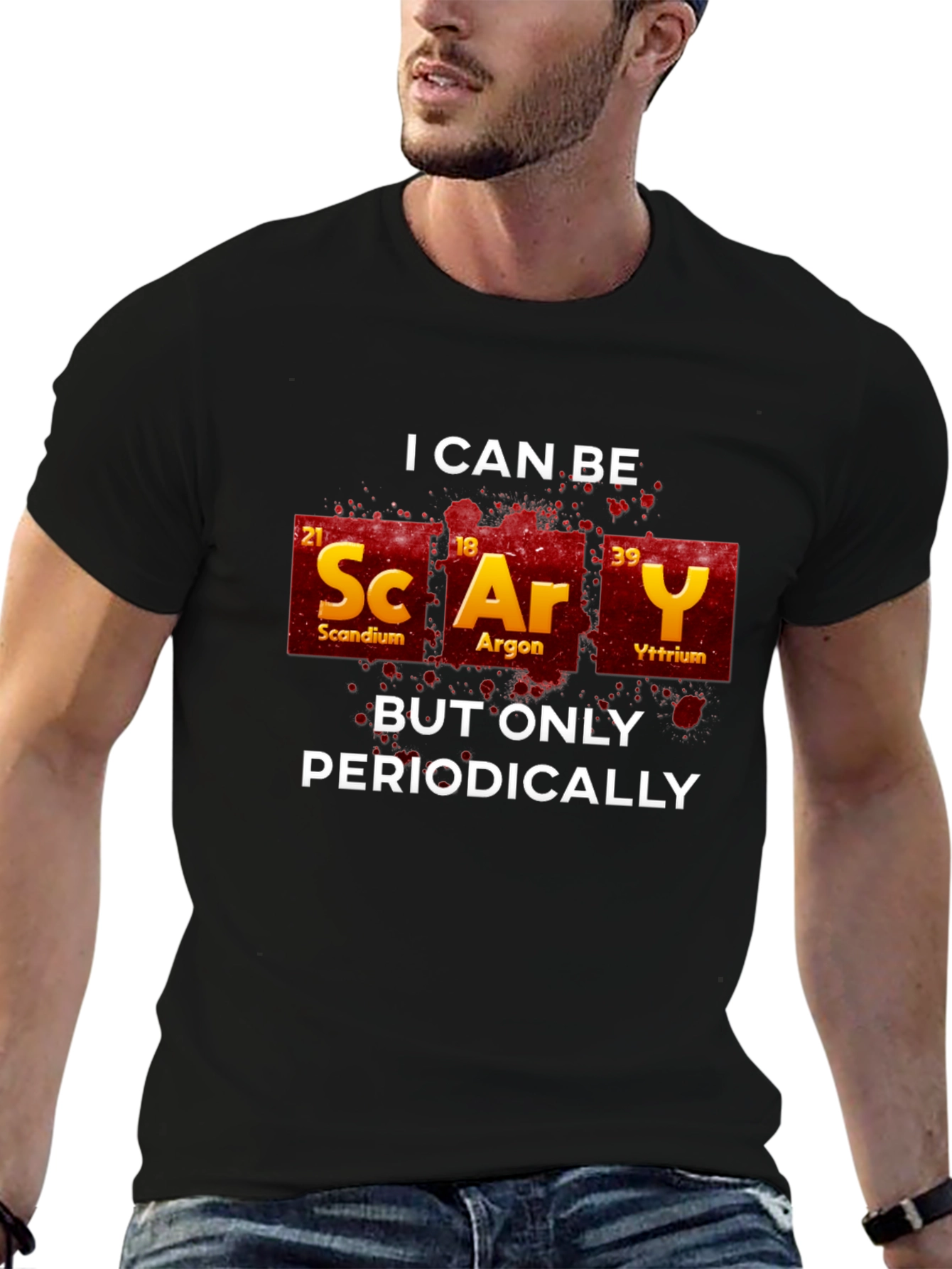 Black Scary Periodic Table T-Shirt view 6