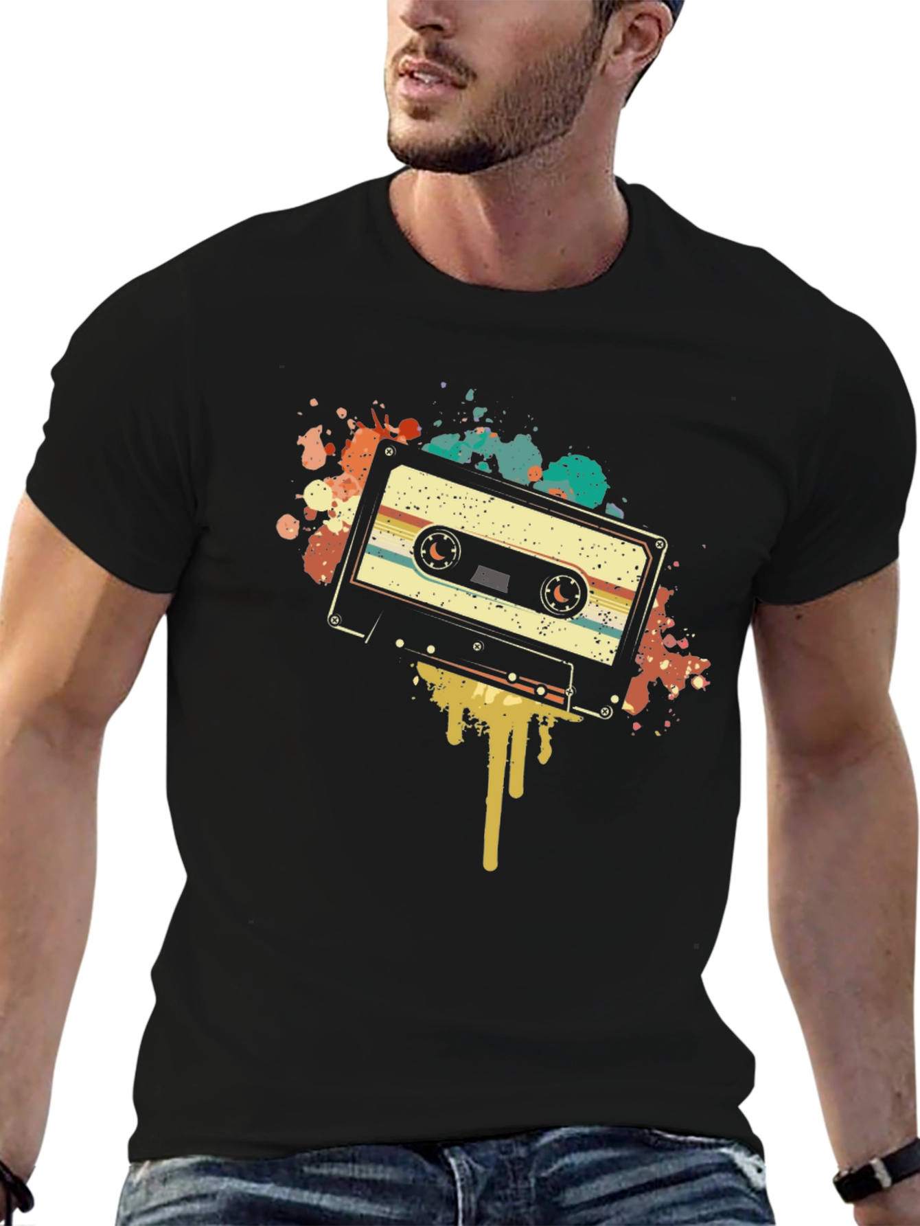 Black Retro Cassette Tape Graphic Tee view 6