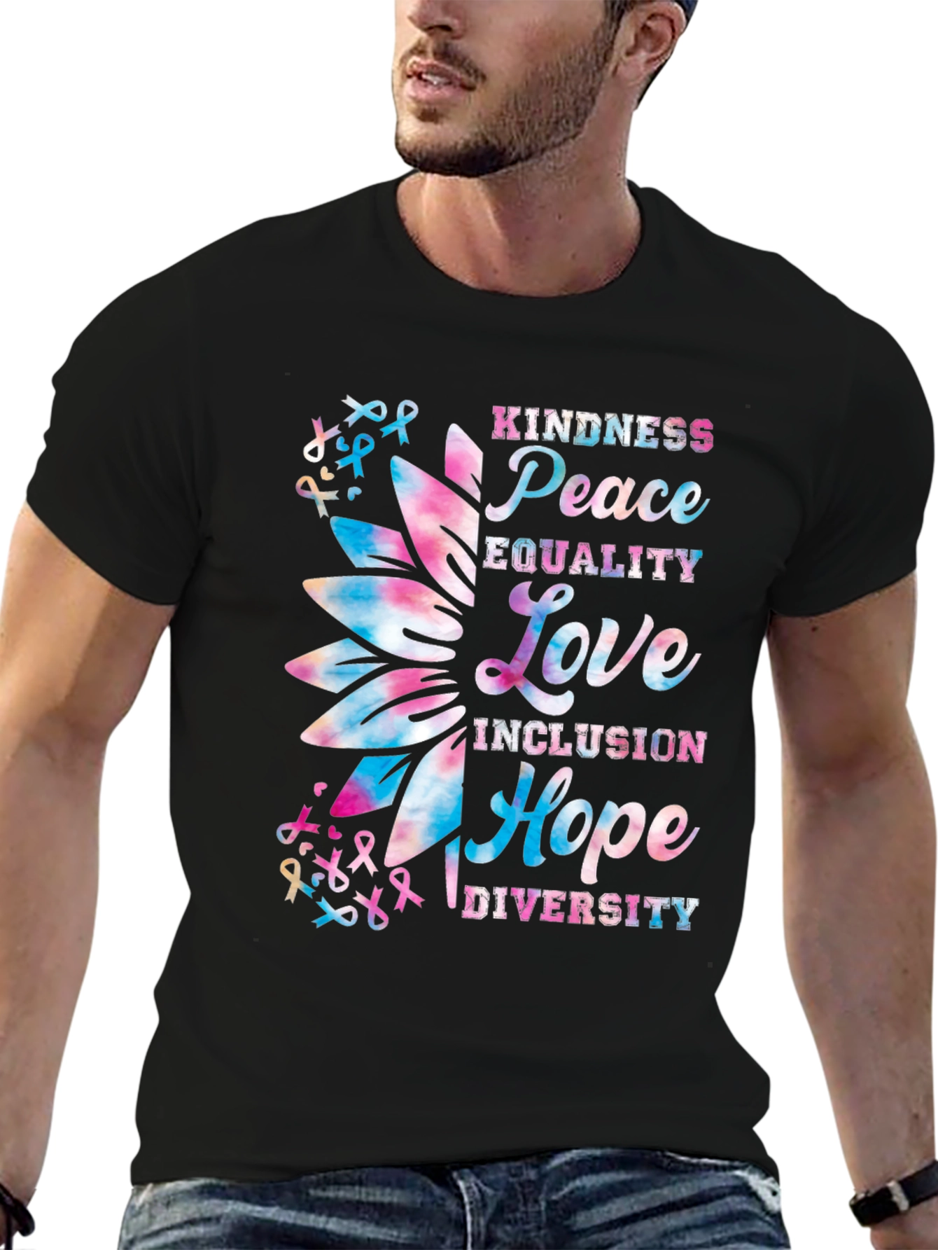 Black Kindness Peace Equality Love T-Shirt view 6