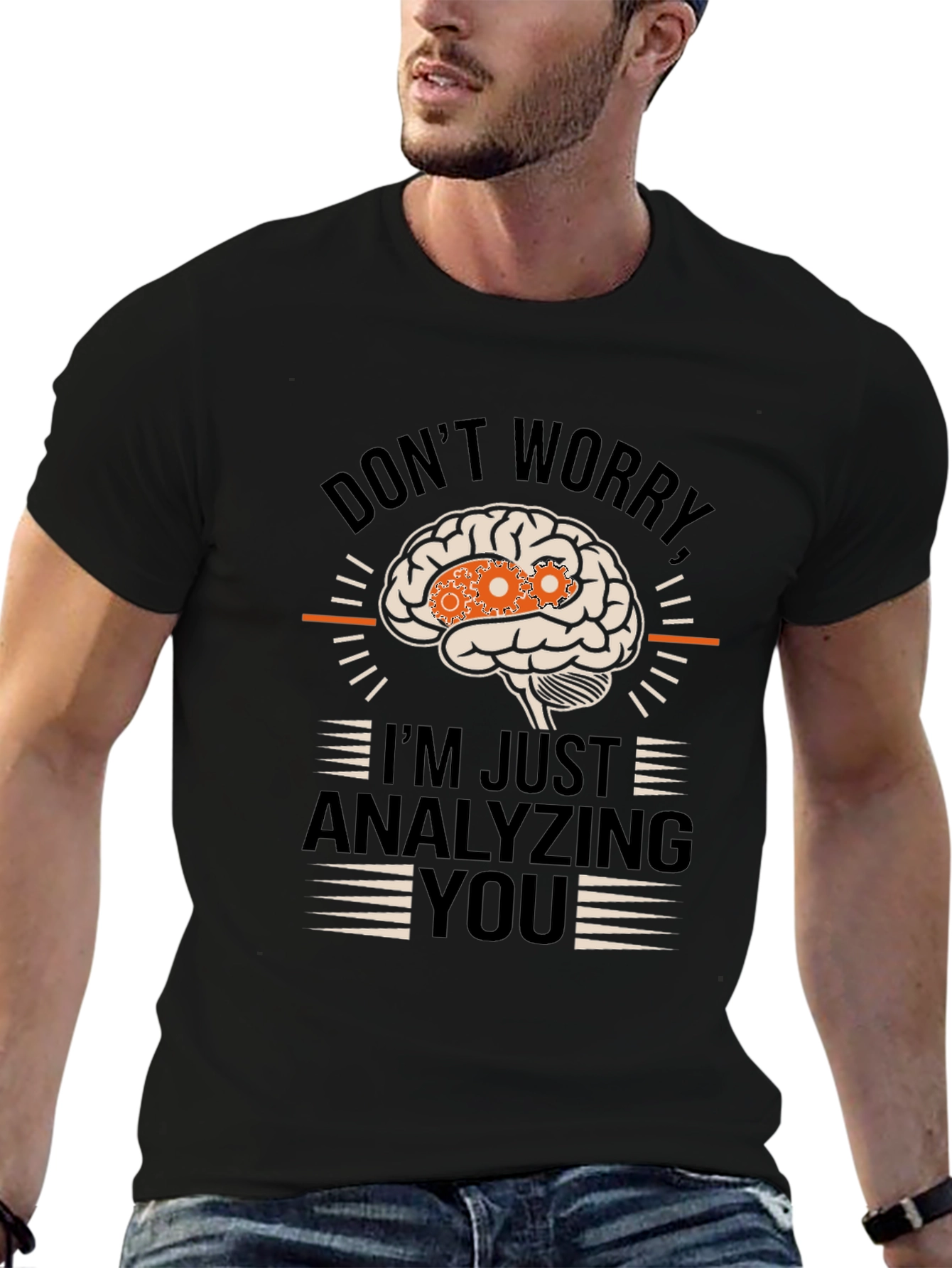 Black Analyzing You Brain Gear T-Shirt view 6