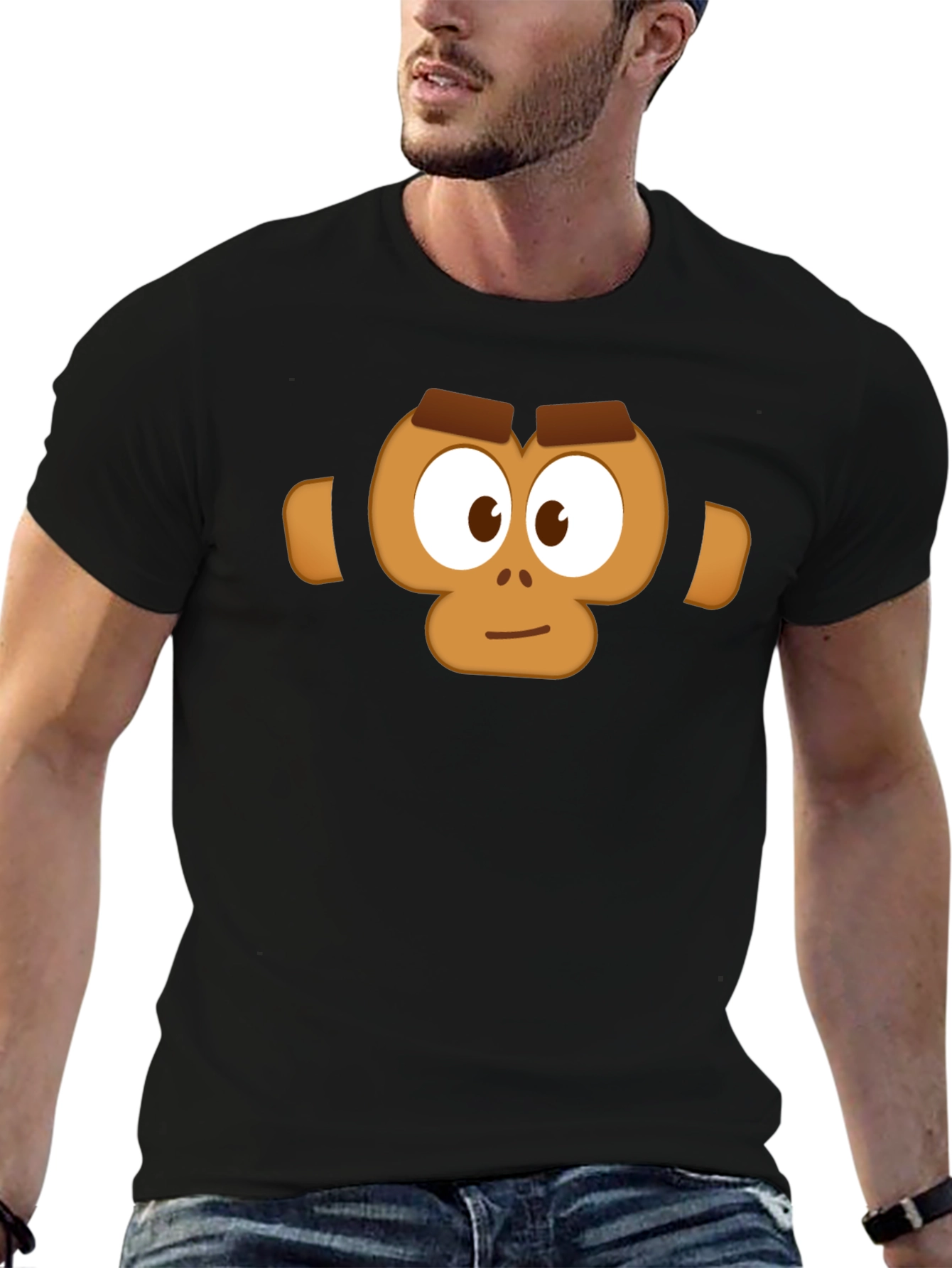 Black Monkey Face Graphic T-Shirt - Casual Black Tee view 6