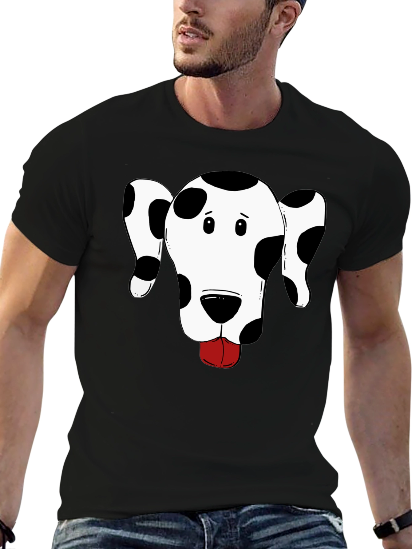 Black Dog Face Graphic T-Shirt - Men's Black Tee view 6