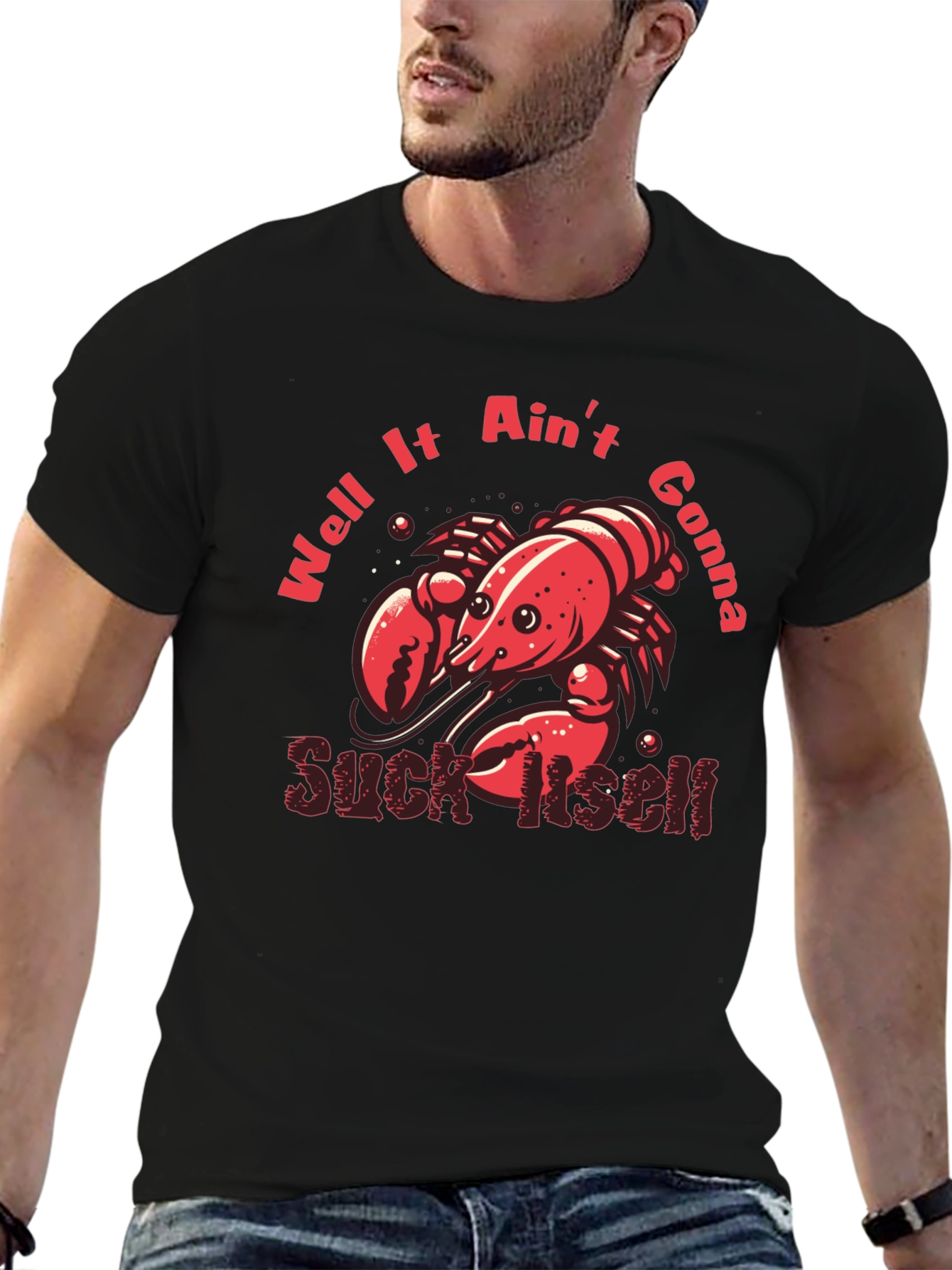 Black Crawfish Suck Itself Graphic T-Shirt view 6
