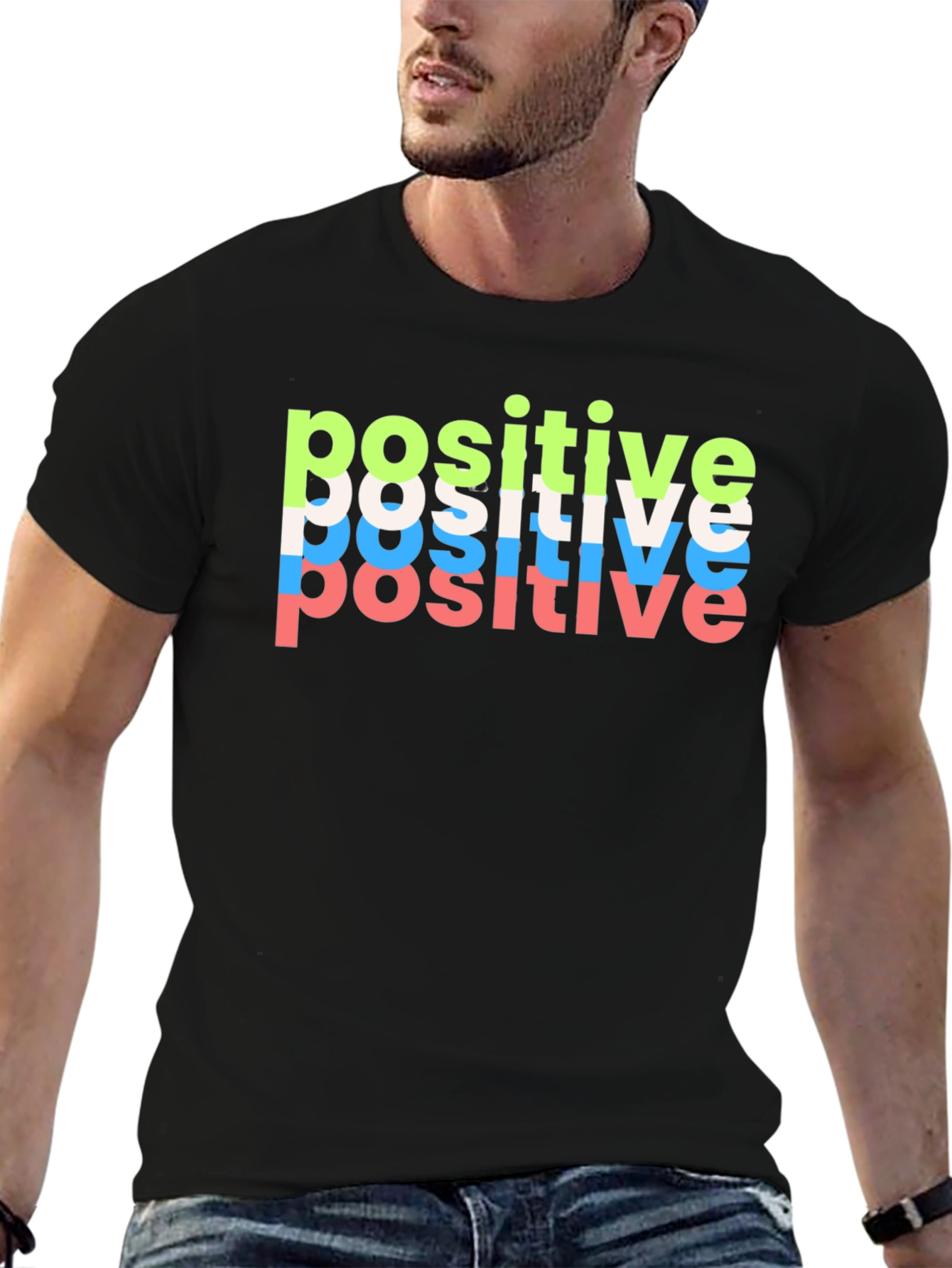Black Positive Vibes Black T-Shirt view 6