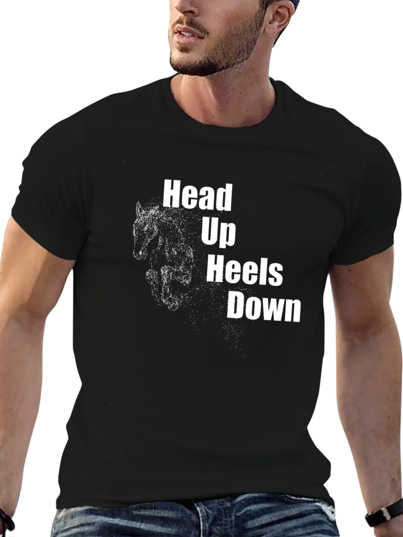 Black Head Up Heels Down Black T-Shirt view 6