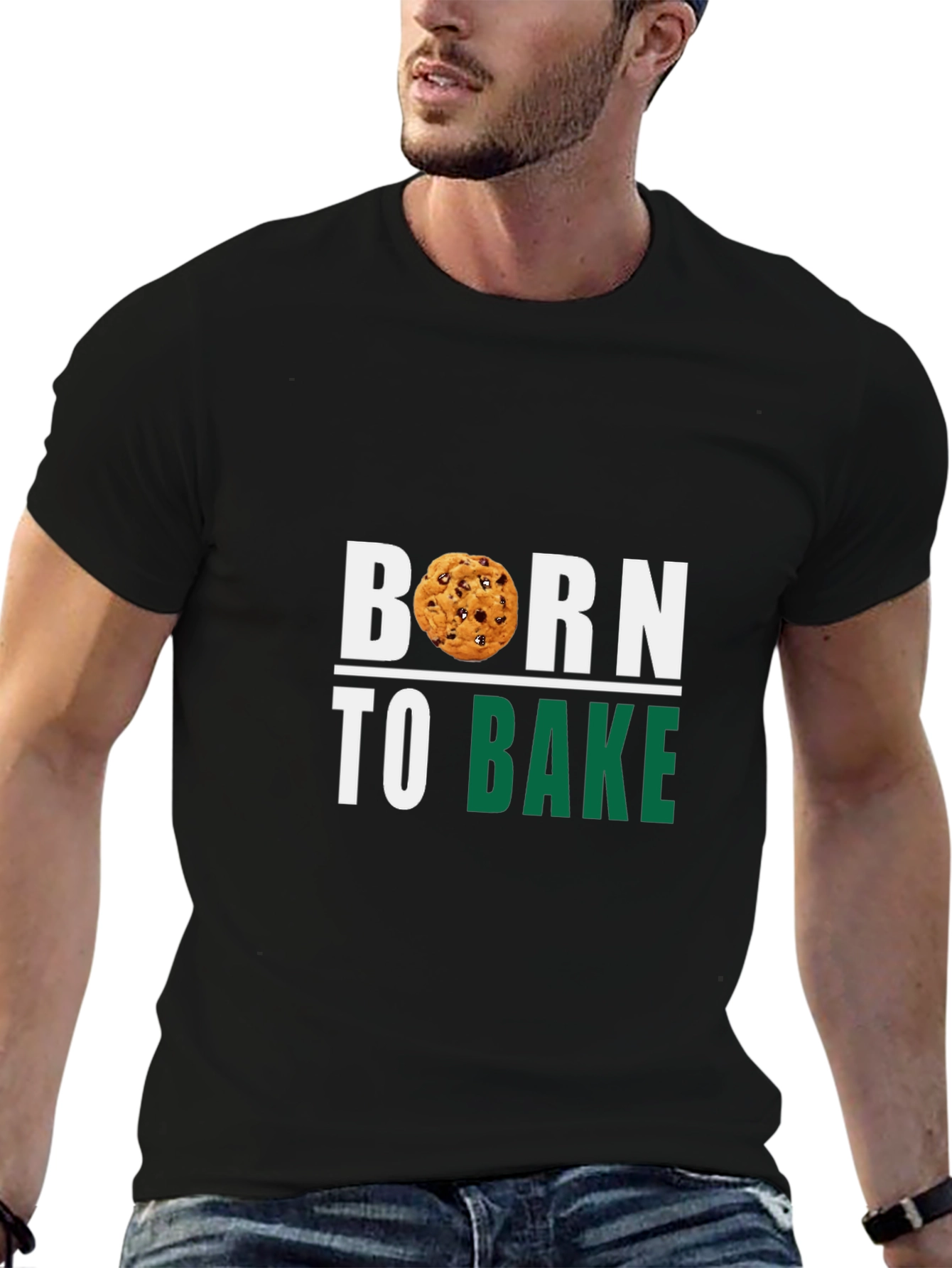 Black Born to Bake T-Shirt - Baking Lover Apparel view 6