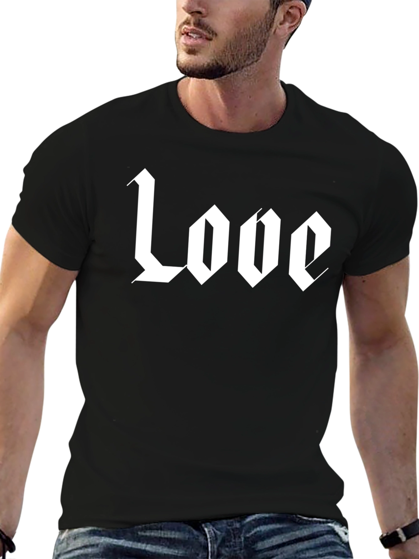 Black Gothic Love T-Shirt - Black Graphic Tee view 6