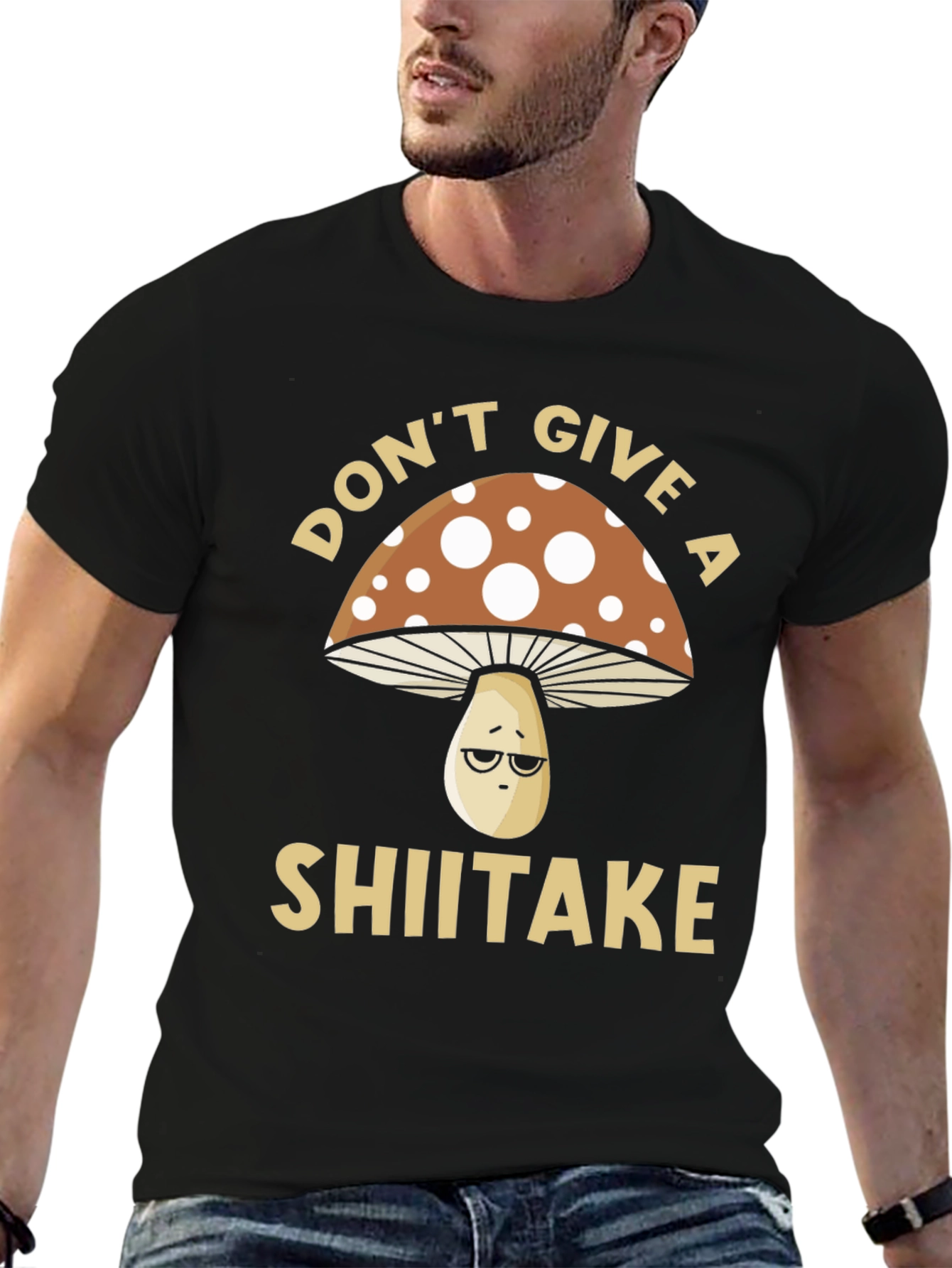 Black Don't Give a Shiitake T-Shirt - Funny Mushroom Tee view 6