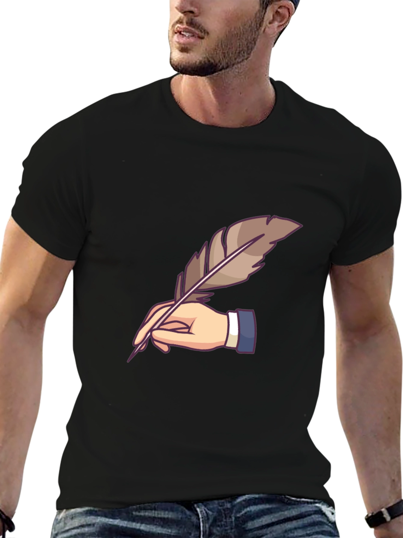 Black Quill Pen Writer Graphic Tee view 6