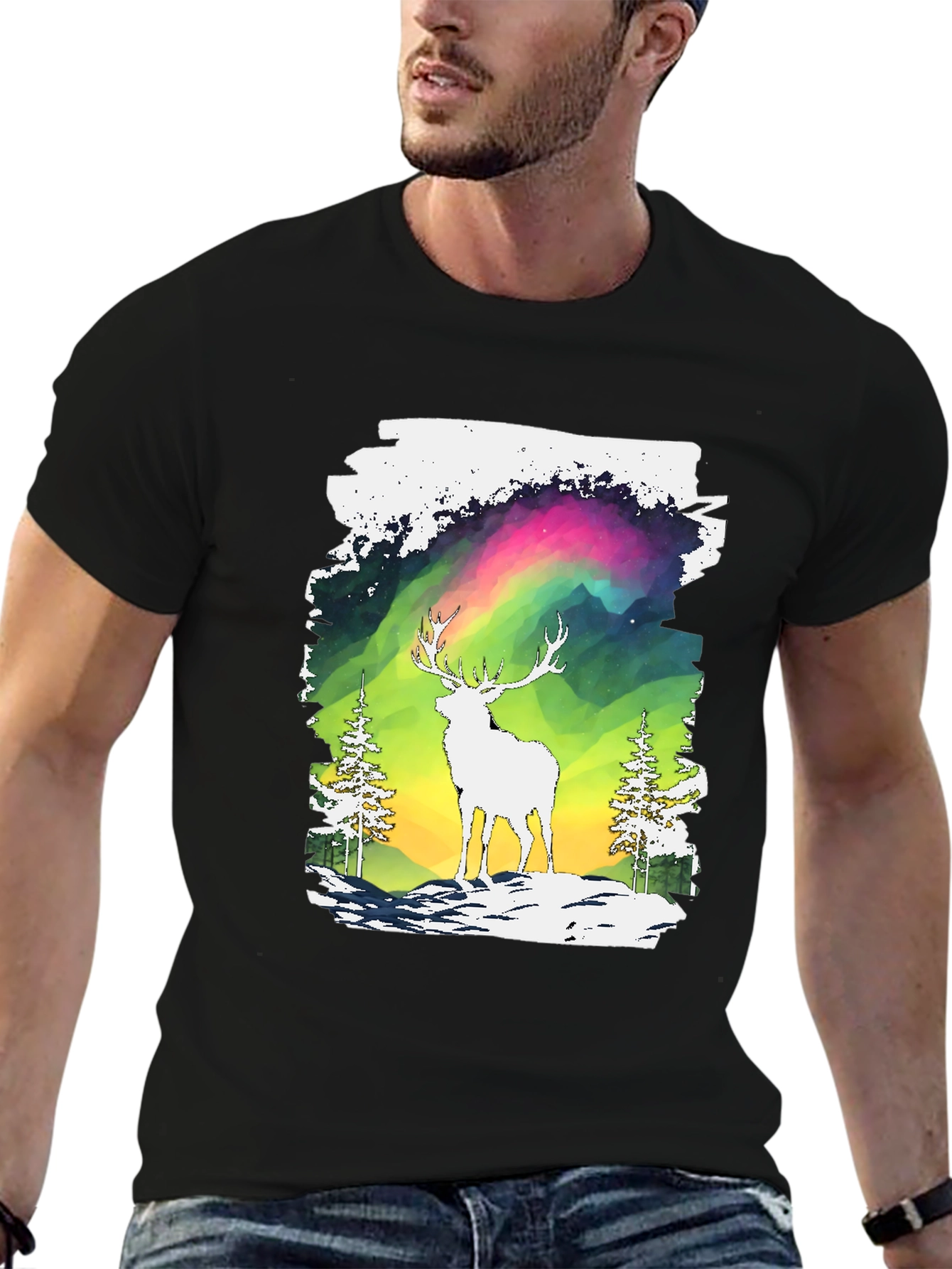 Black Deer Aurora Graphic T-Shirt view 6