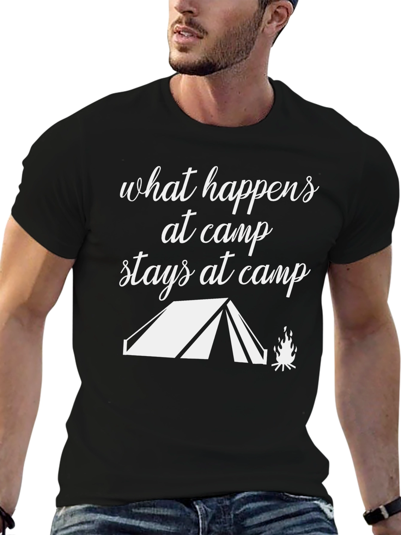 Black Camp Adventure T-Shirt - What Happens at Camp view 6