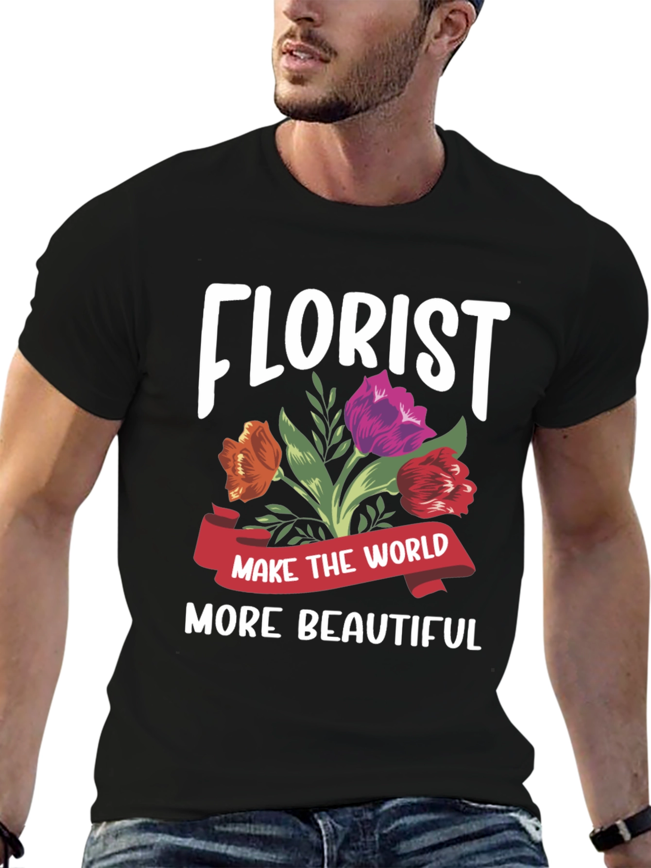 Black Florist T-Shirt - Make the World More Beautiful view 6