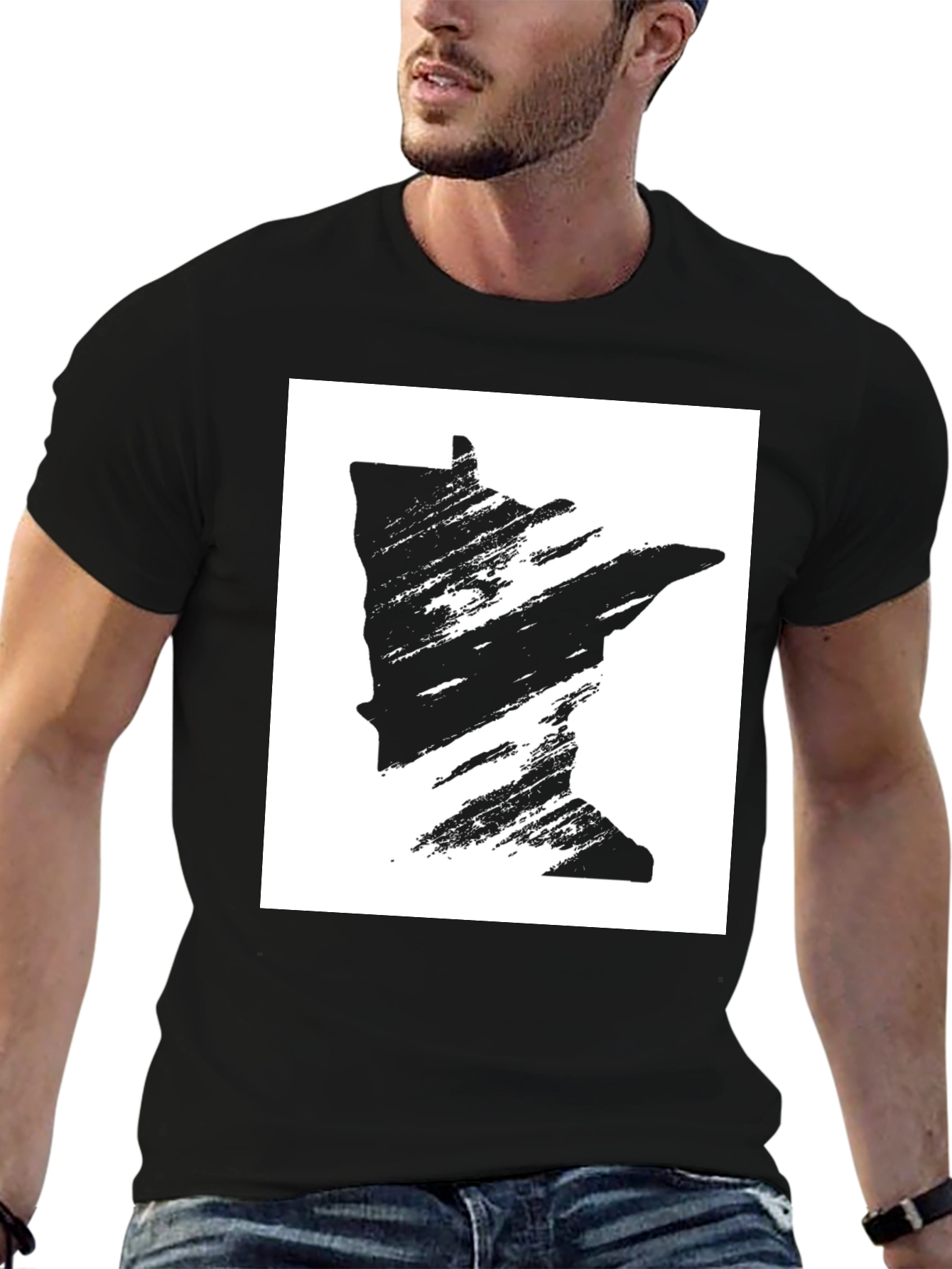 Black Minnesota State Graphic Black T-Shirt view 6