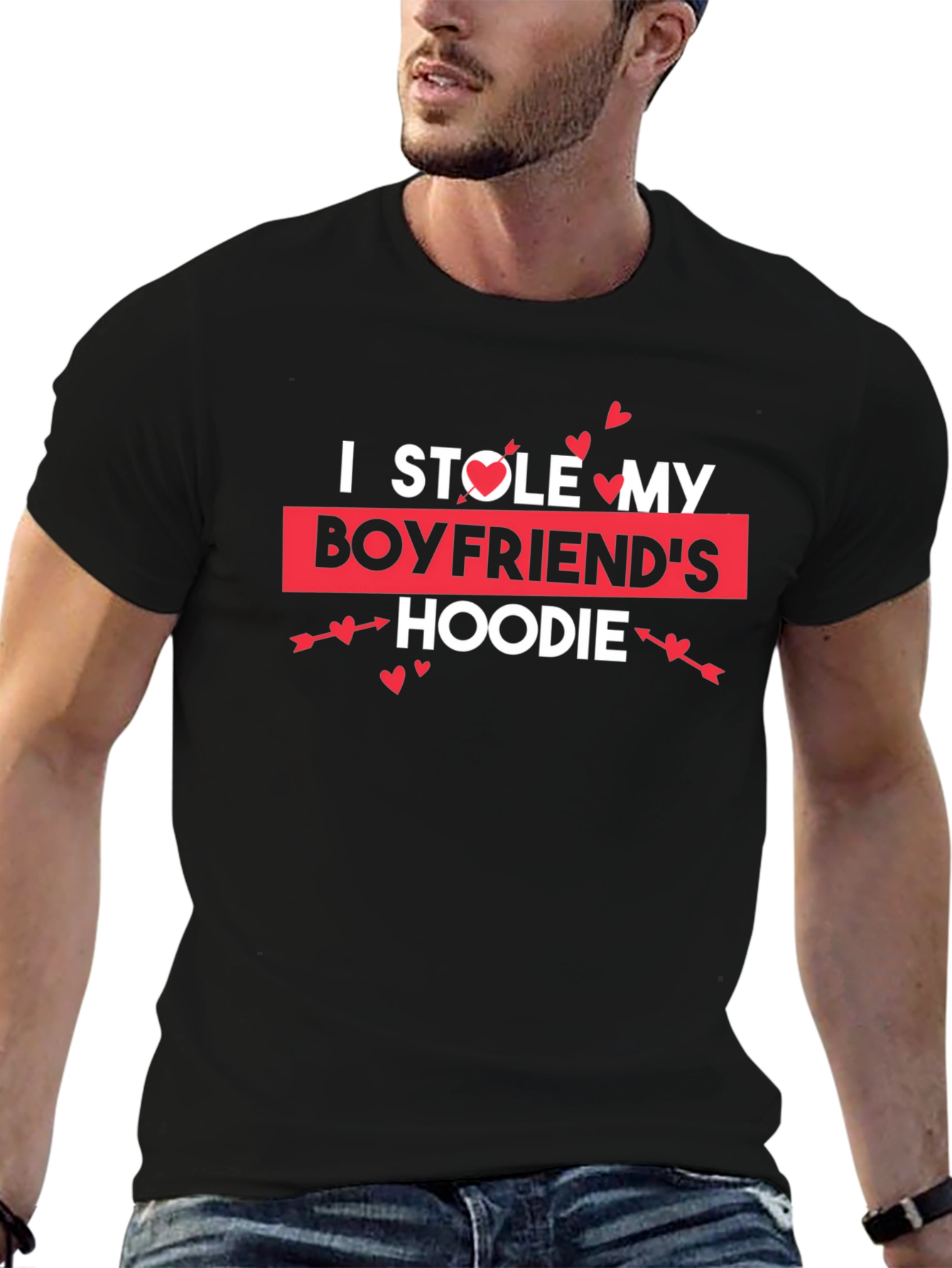 Black I Stole My Boyfriend's Hoodie T-Shirt view 6