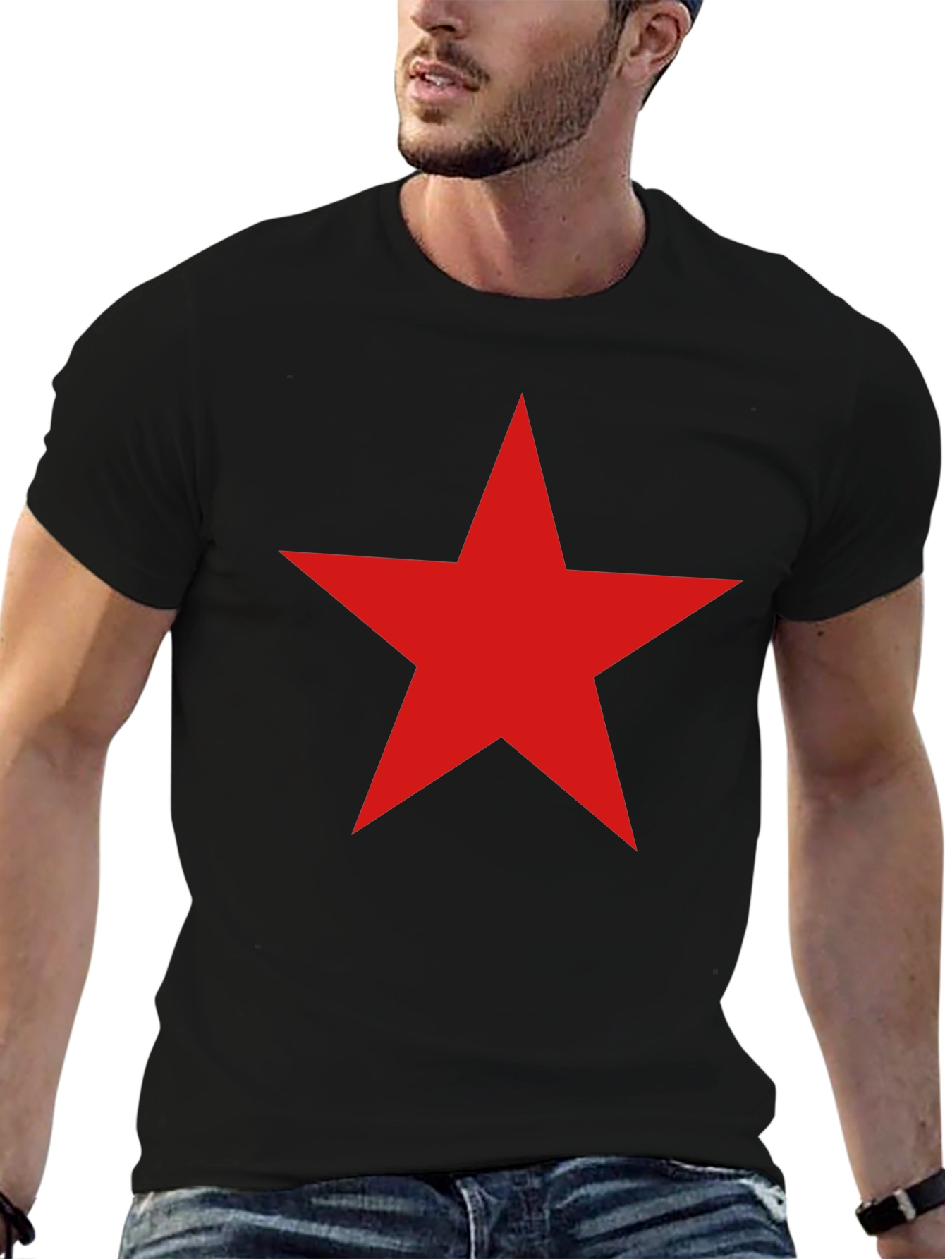 Black Red Star Graphic Tee - Mens Black T-Shirt view 6