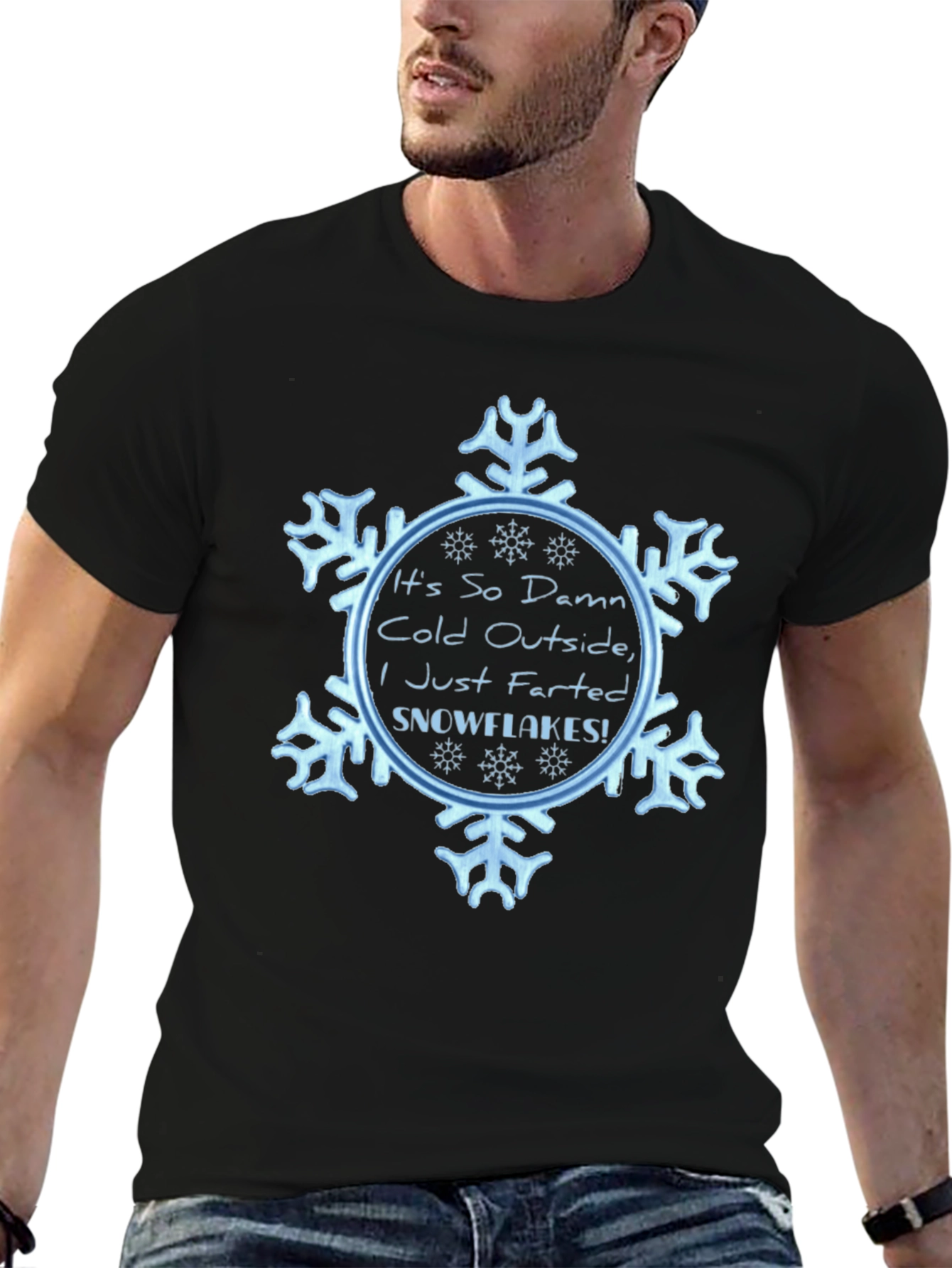 Black Funny Snowflake Graphic Tee - It's So Damn Cold view 6