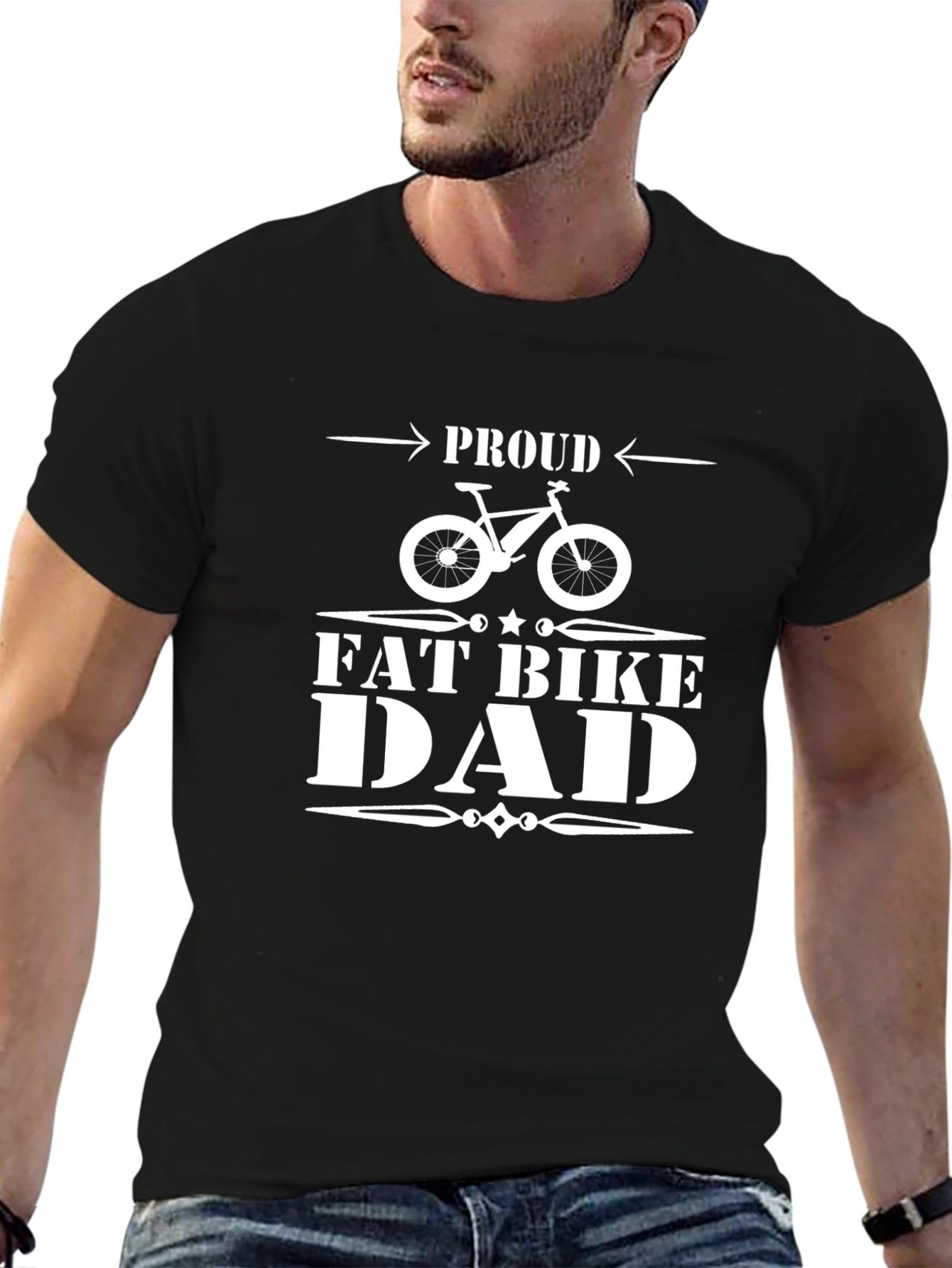 Black Proud Fat Bike Dad T-Shirt - Comfortable & Stylish view 6