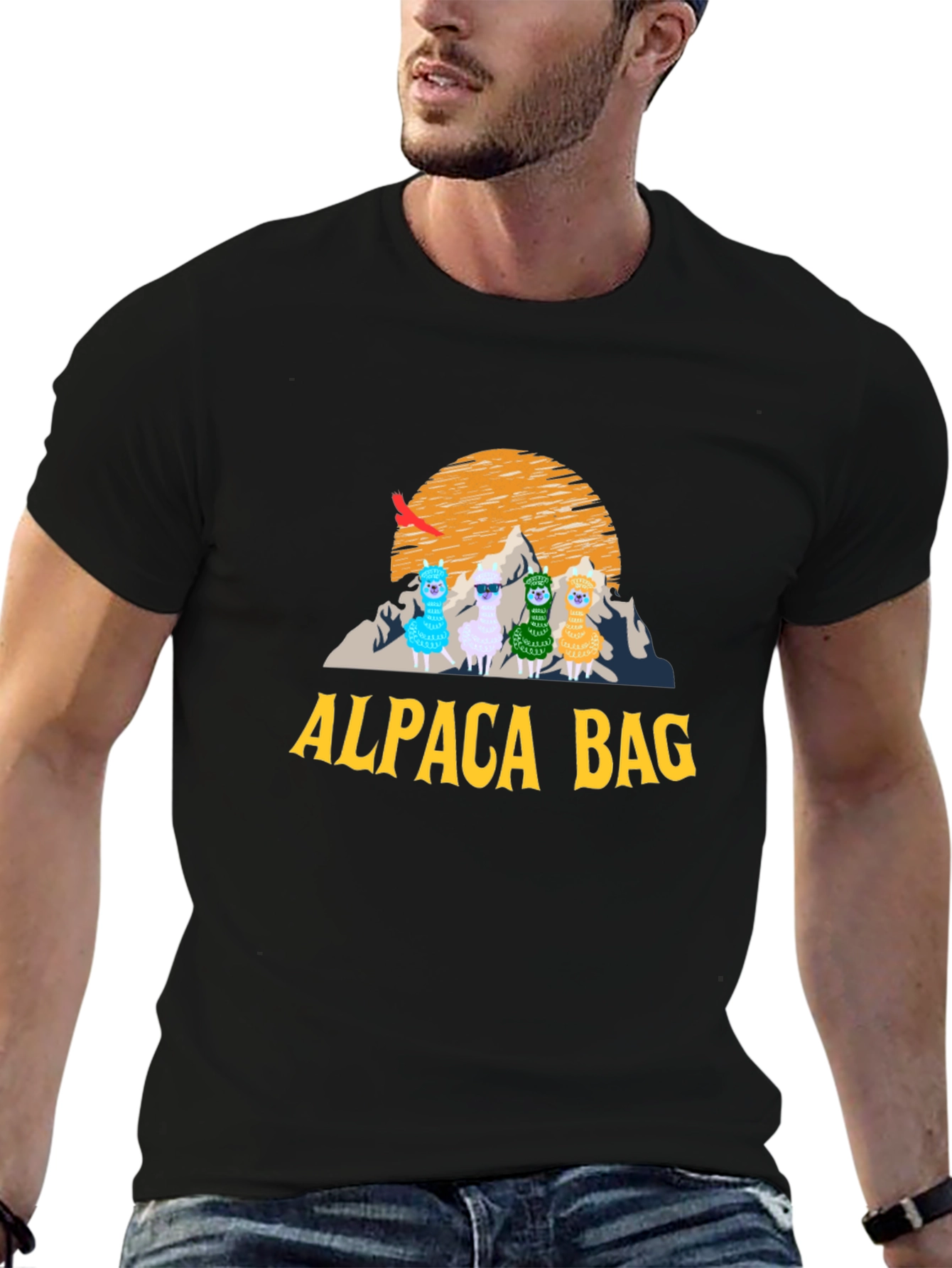 Black Alpaca Bag Graphic T-Shirt - Stylish Cotton Tee view 6