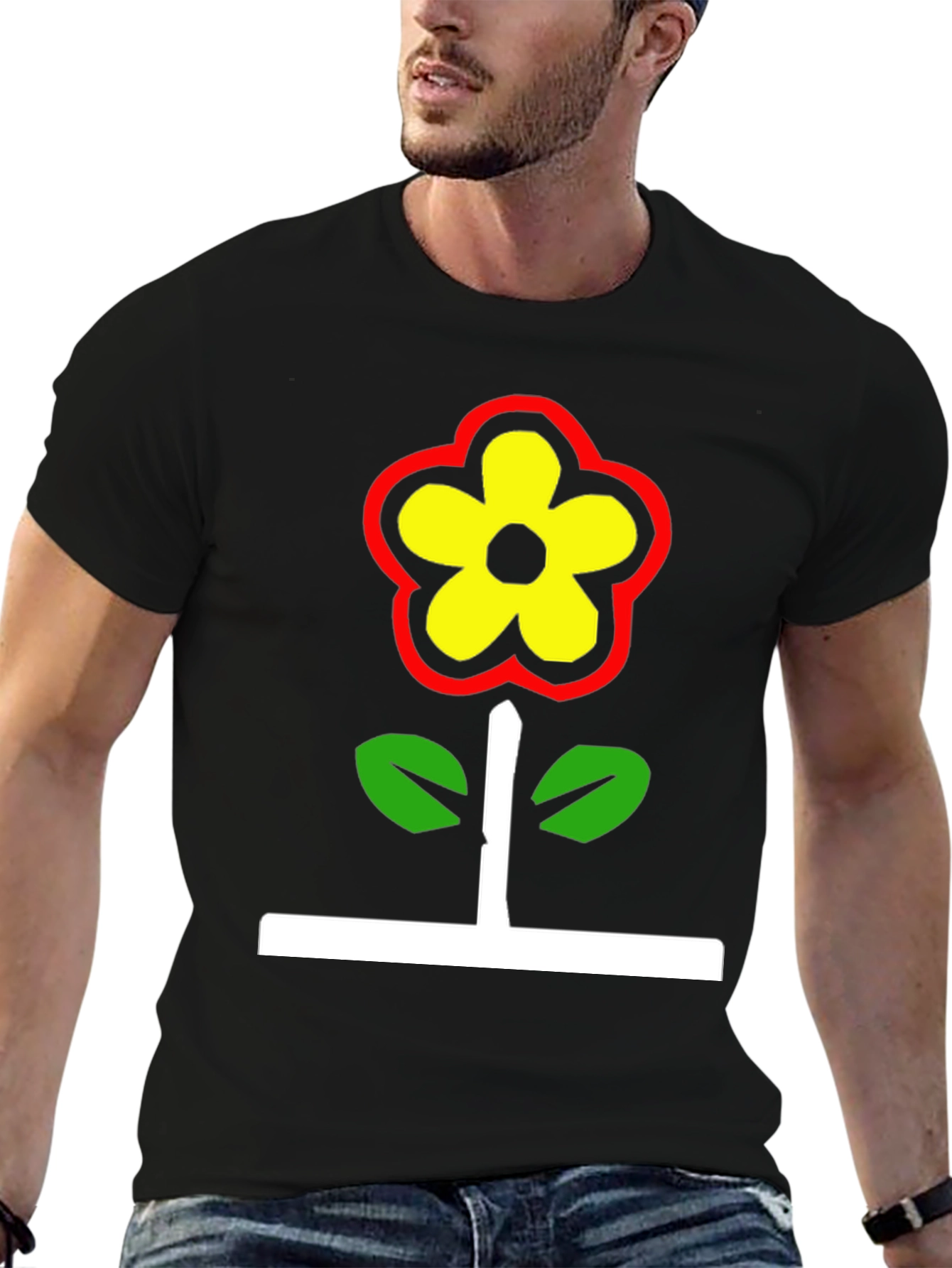 Black Retro Flower Graphic Tee - Black view 6