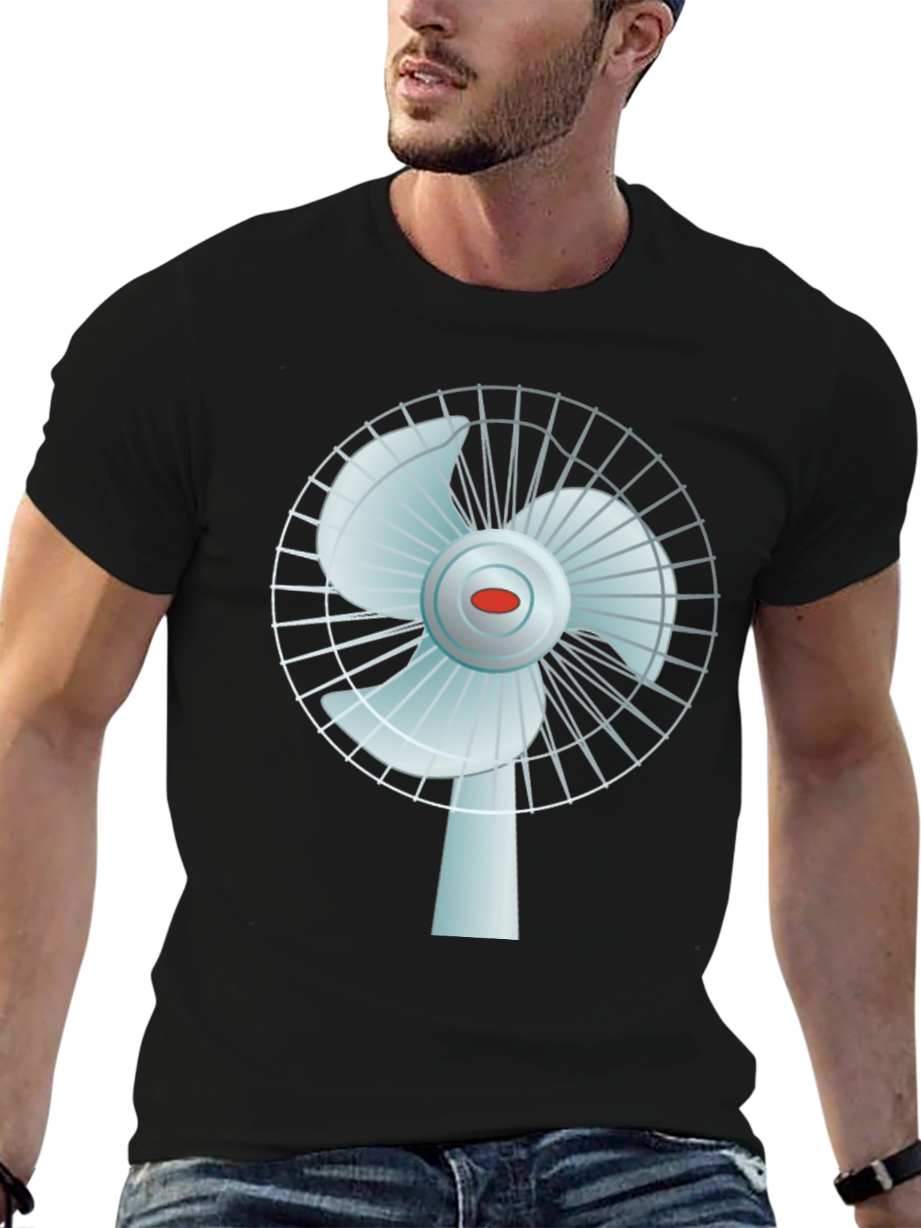 Black Novelty Fan Graphic T-Shirt view 6