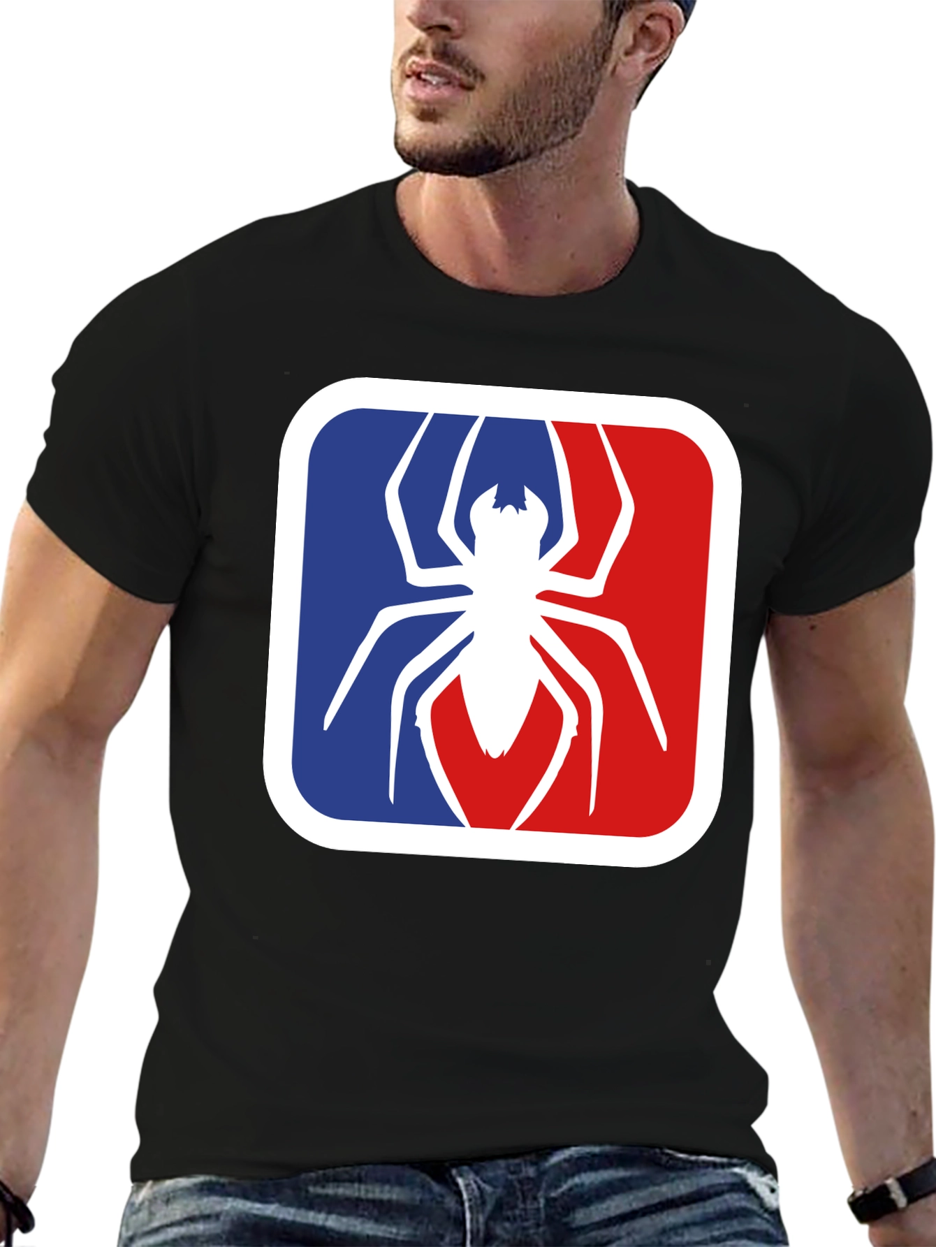 Black Spider Graphic Tee - Black Cotton Blend T-Shirt view 6