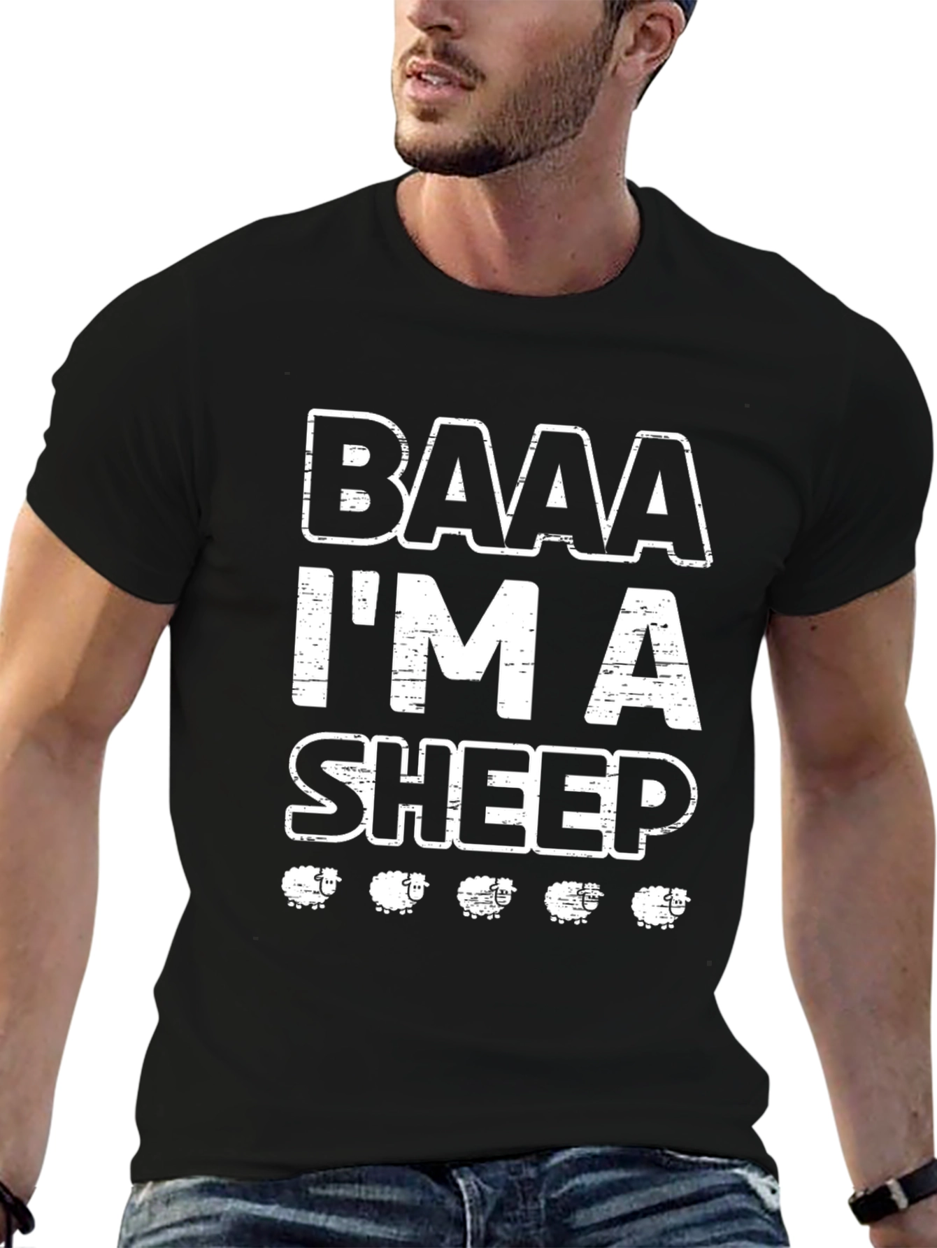 Baaa I'm a Sheep T-Shirt - Black Cotton Tee - 6