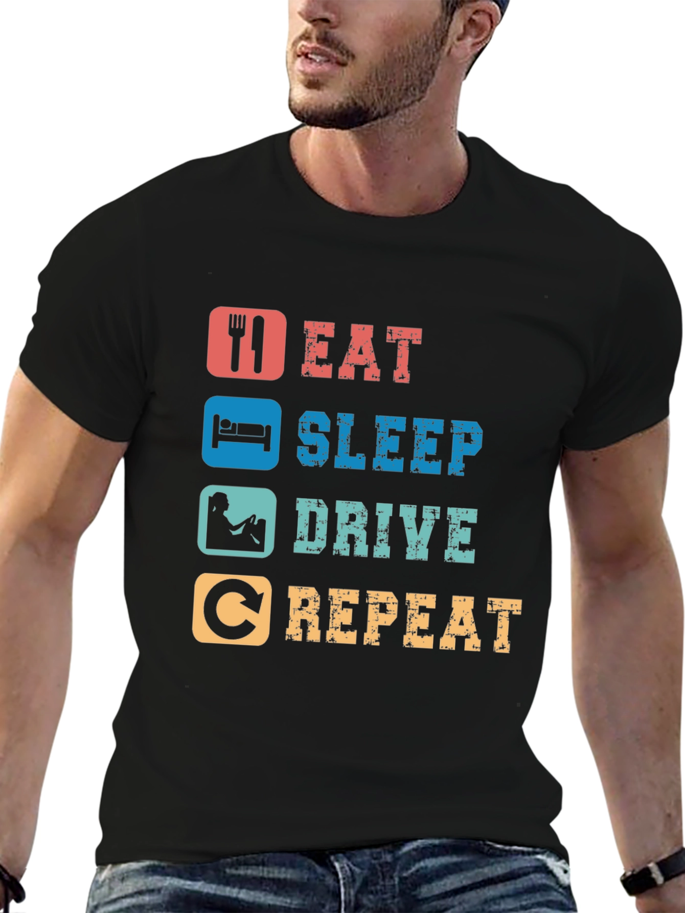 Black Eat Sleep Drive Repeat T-Shirt view 6