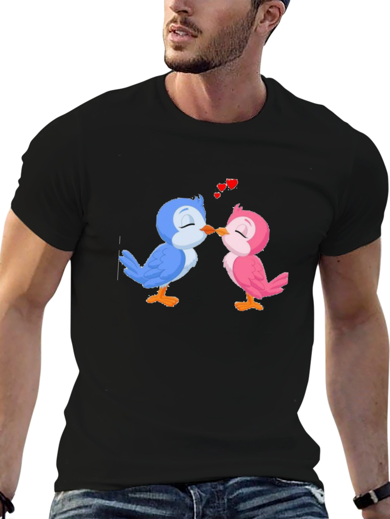 Black Cute Bird Lovers T-Shirt view 6
