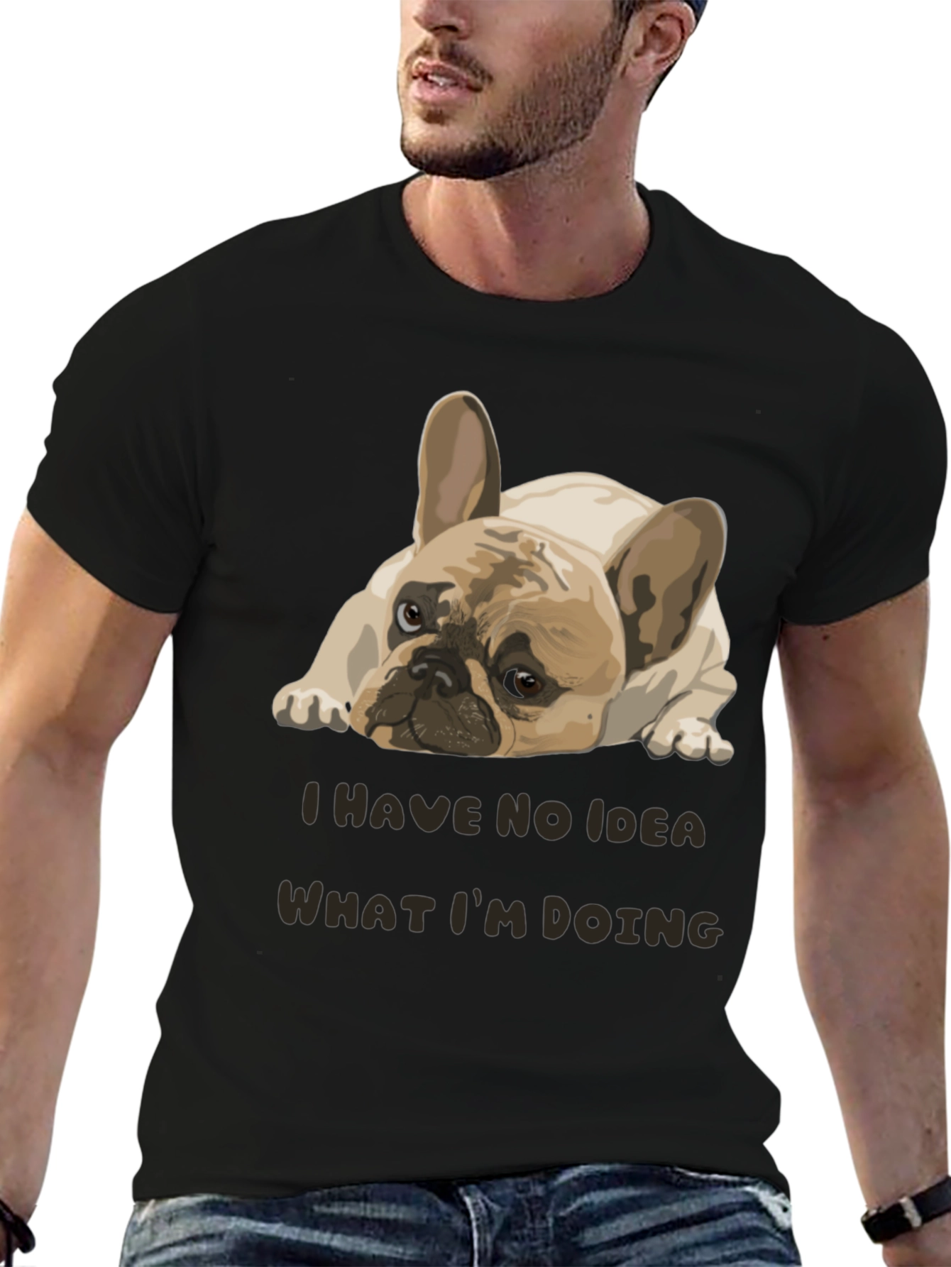 Black Funny Dog Graphic Tee - "No Idea What I'm Doing" view 6