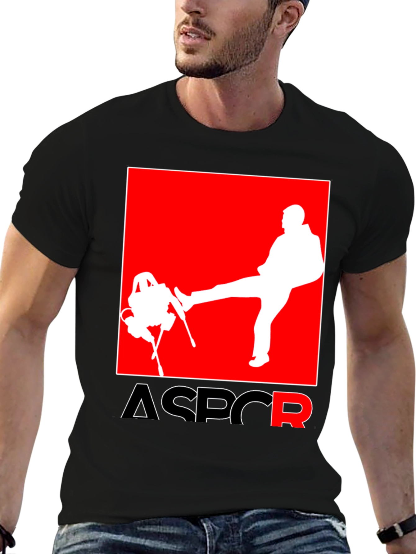 Black ASPCR Graphic Tee - Novelty Humor T-Shirt view 6