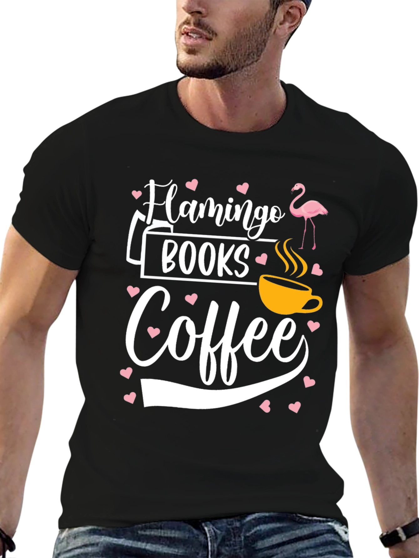 Black Flamingo Books Coffee T-Shirt view 6
