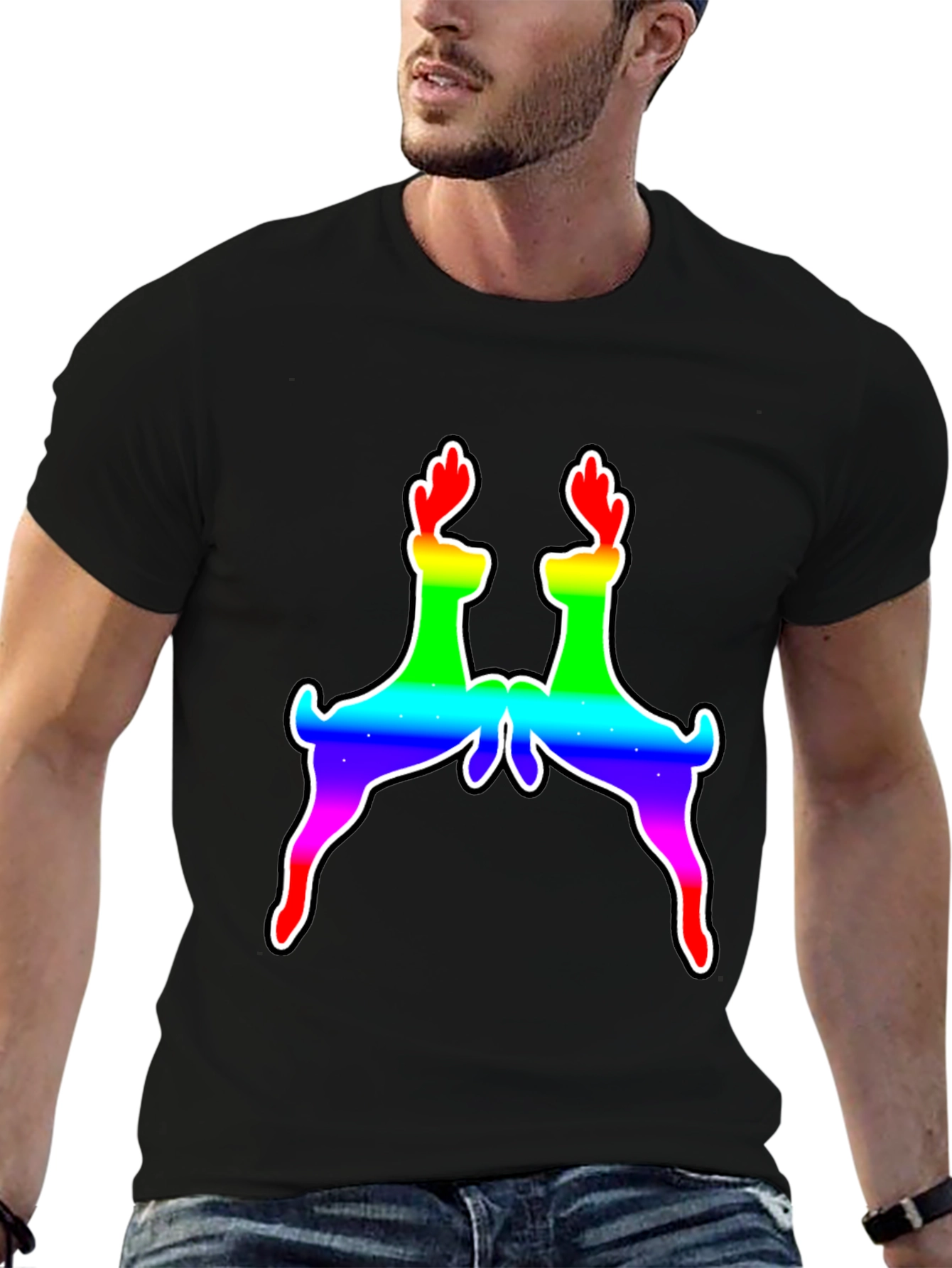 Black Rainbow Deer Graphic Tee - Pride Edition view 6