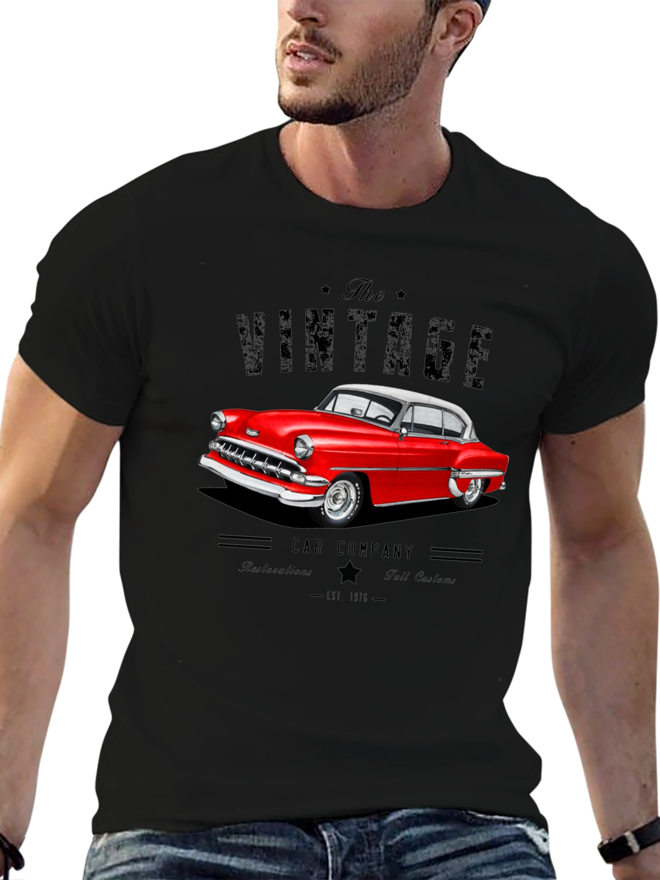 Black Vintage Car Company Black T-Shirt view 6