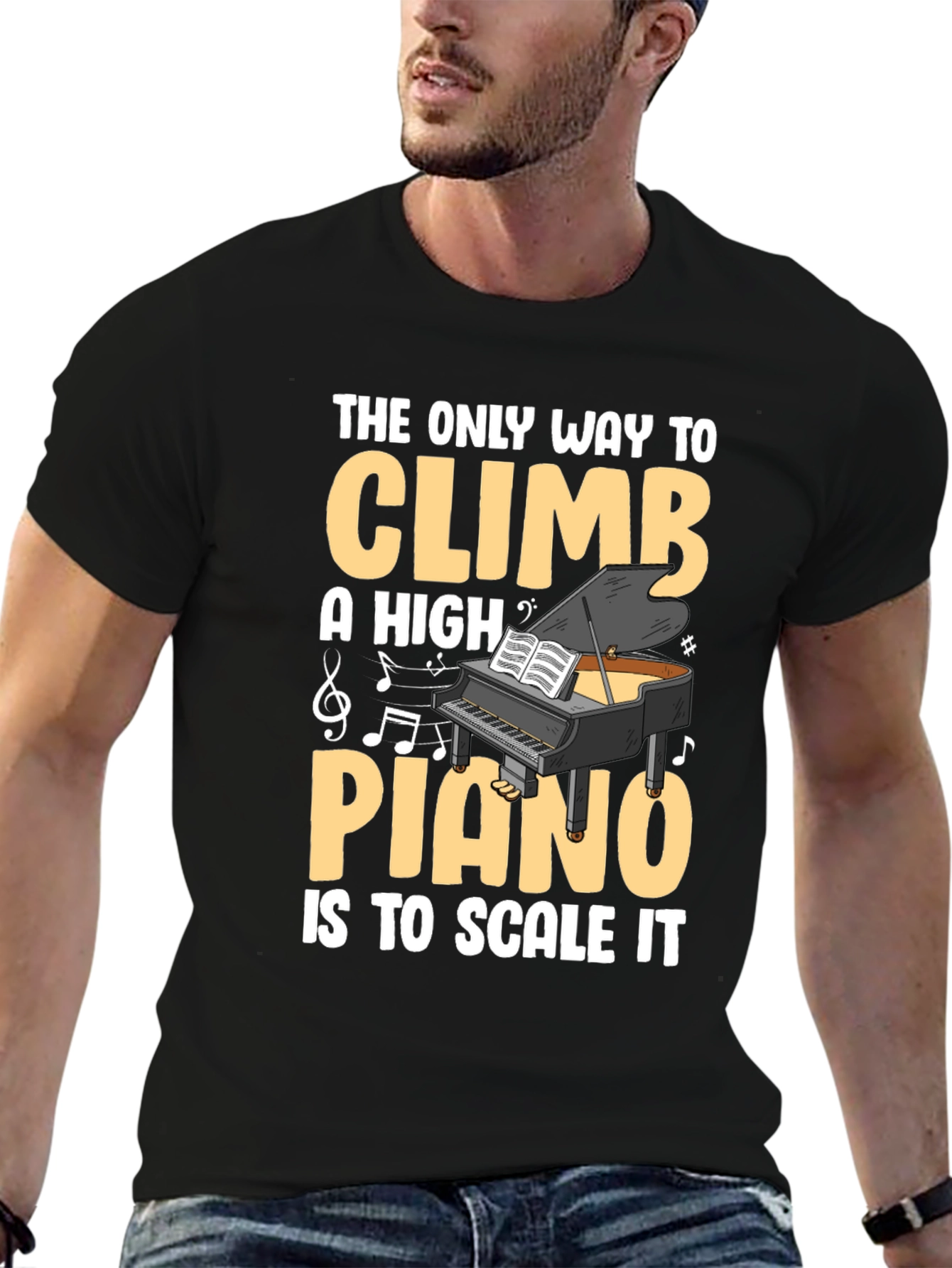 Black Piano Scale T-Shirt - Musical Pun Tee view 6