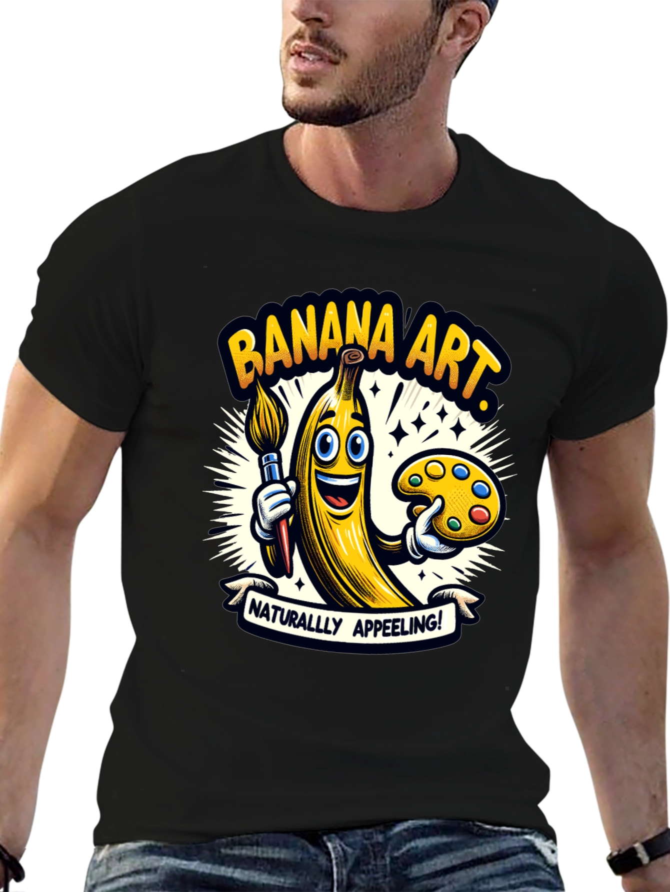 Black Banana Art T-Shirt - Naturally Appeeling Tee! view 6