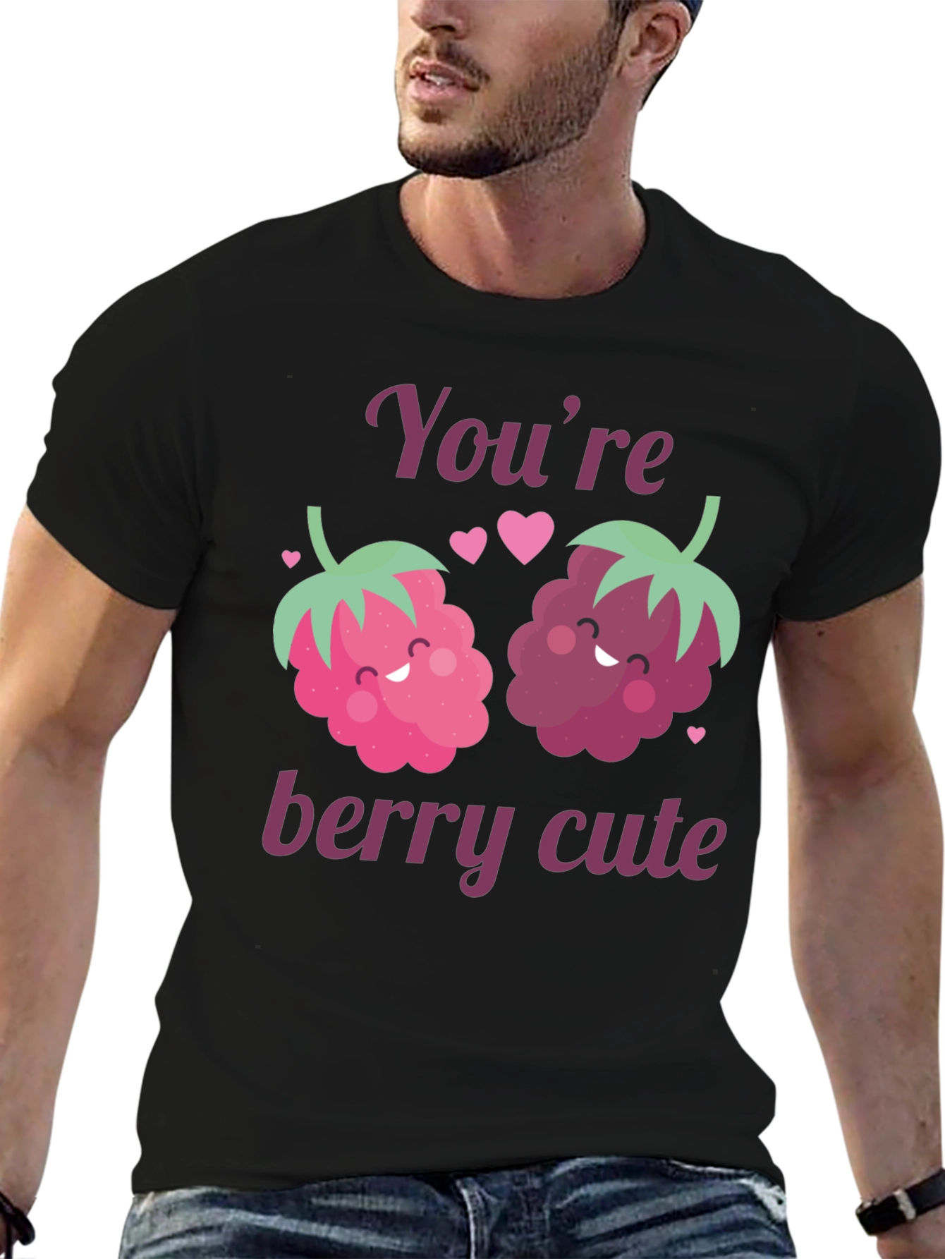 Black You're Berry Cute Graphic Tee view 6